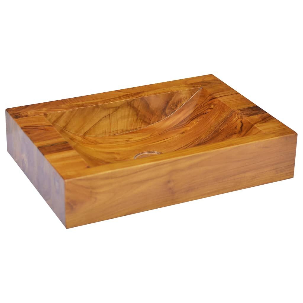vidaXL Waschbecken Waschbecken Badezimmer Aufsatzwaschbecken Massivholz Teak 50x35x10 cm