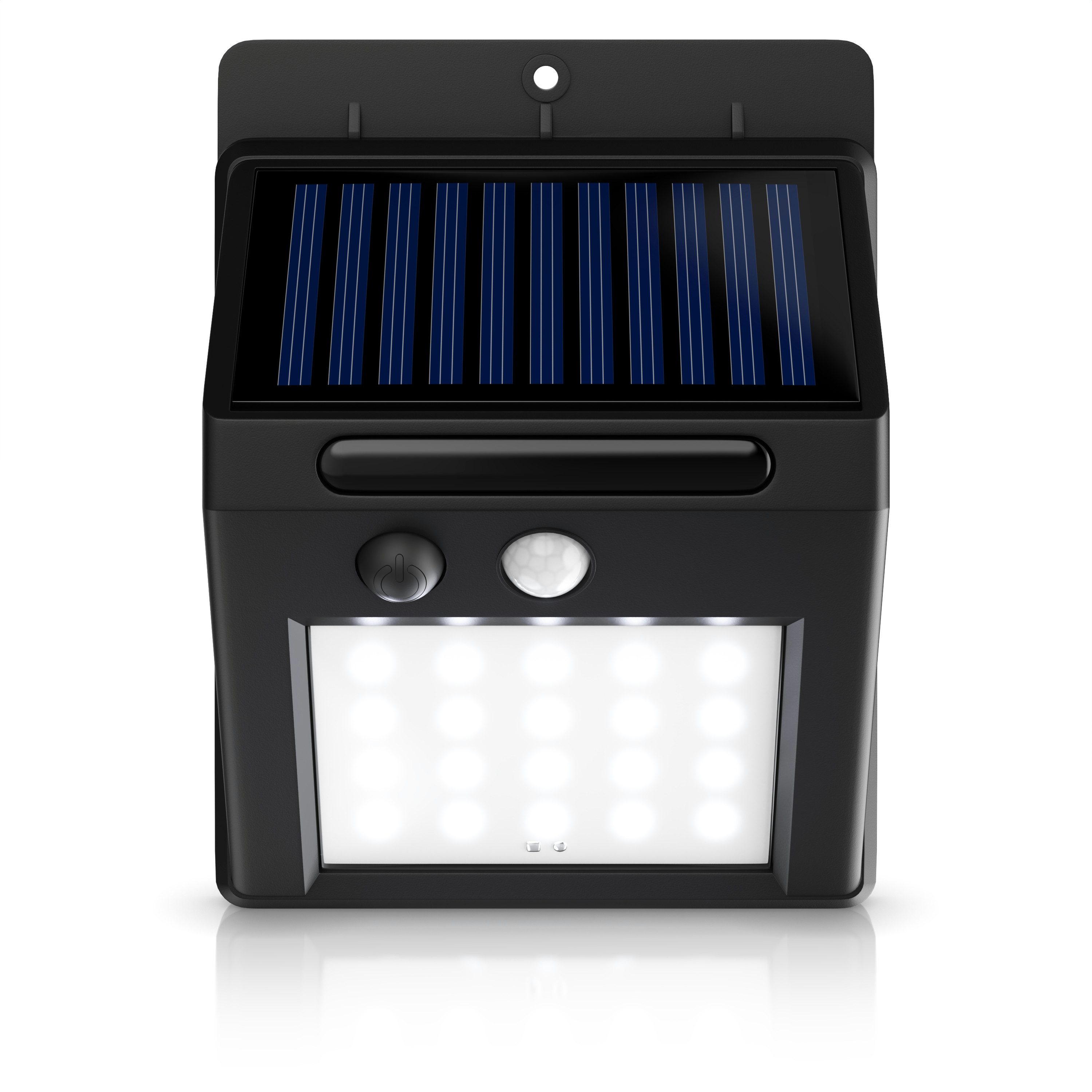 BEARWARE LED Solarleuchte Solarlampe für Außen mit Bewegungsmelder & Akku 1200mAh, IP54, Ein-/Ausschalter, LED fest integriert, Kaltweiß, Wandleuchte, 20 SMD-LEDs, Sensor Reichweite bis 5m, 250 Lumen, 6500K