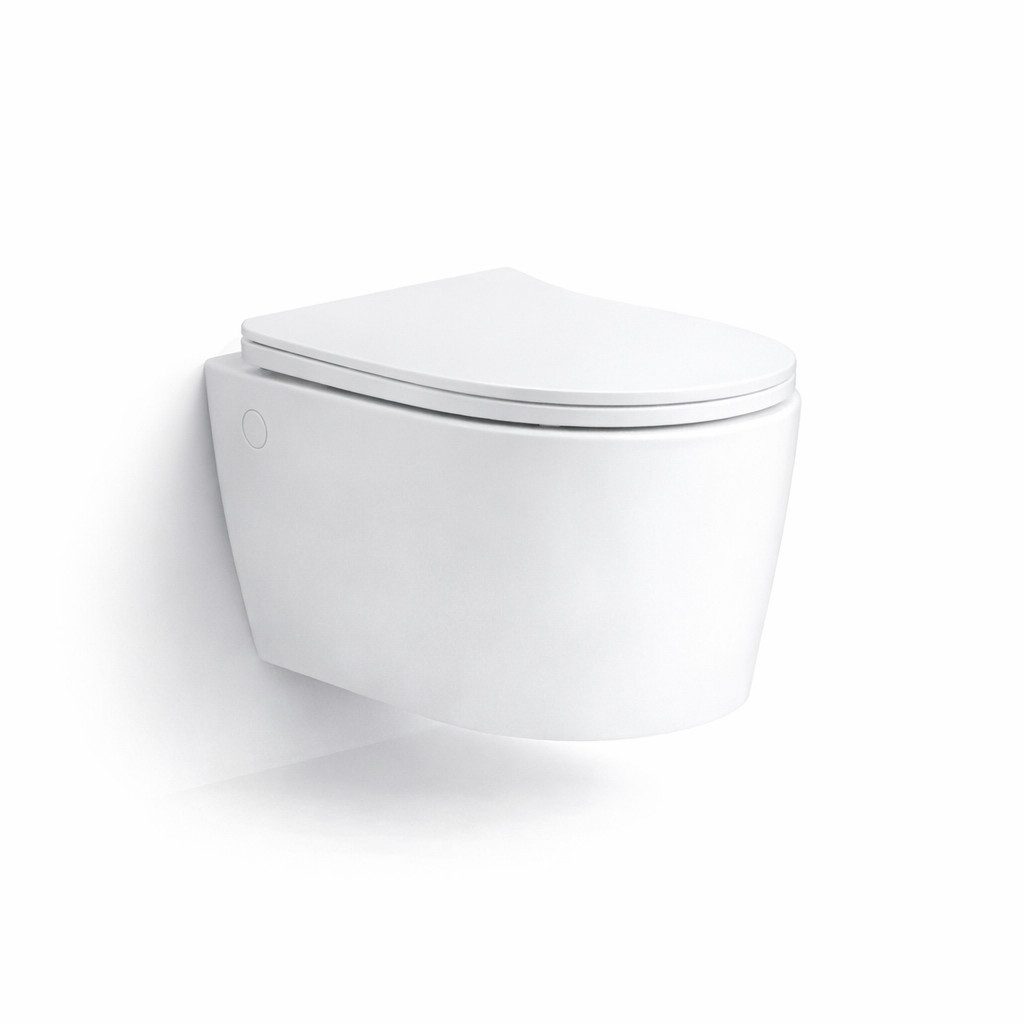 welltime Tiefspül-WC Vigo, wandhängend, Abgang waagerecht, spülrandlose Toilette aus Sanitärkeramik, inkl. WC-Sitz mit Softclose