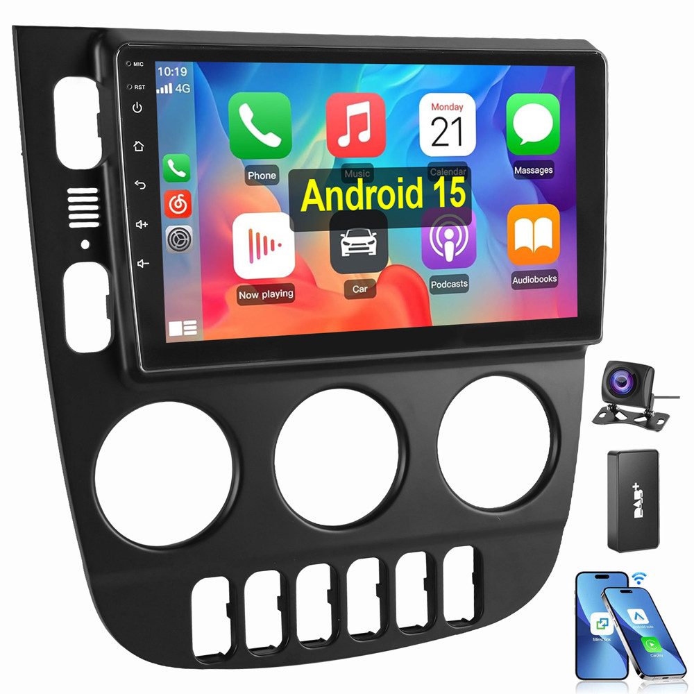 ESSGOO 9" Für Mercedes-Benz M-Klasse W163 ML320 Carplay Android 15 Autoradio (RDS, Digitalradio (DAB), FM, AM, Carplay Android Auto GPS BT EQ USB WIFI RDS SWC)