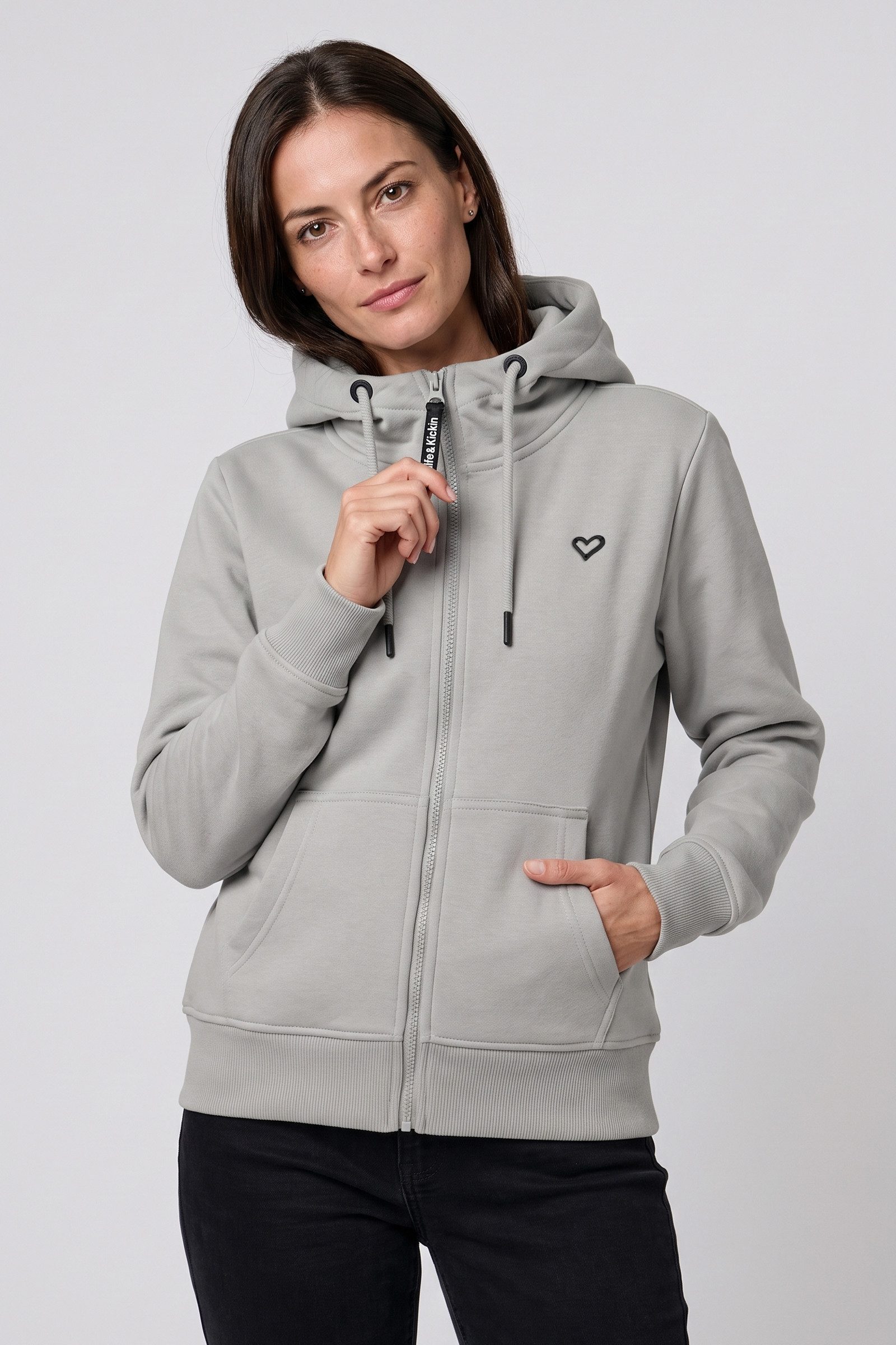 Alife & Kickin Kapuzensweatjacke Damen BarbaraAK A Kapuzensweatjacke, Sweatjacke kurze Sweatjacke als Zip-Hoodie mit Kordelzug und Eingrifftaschen – Bild 2 von 5