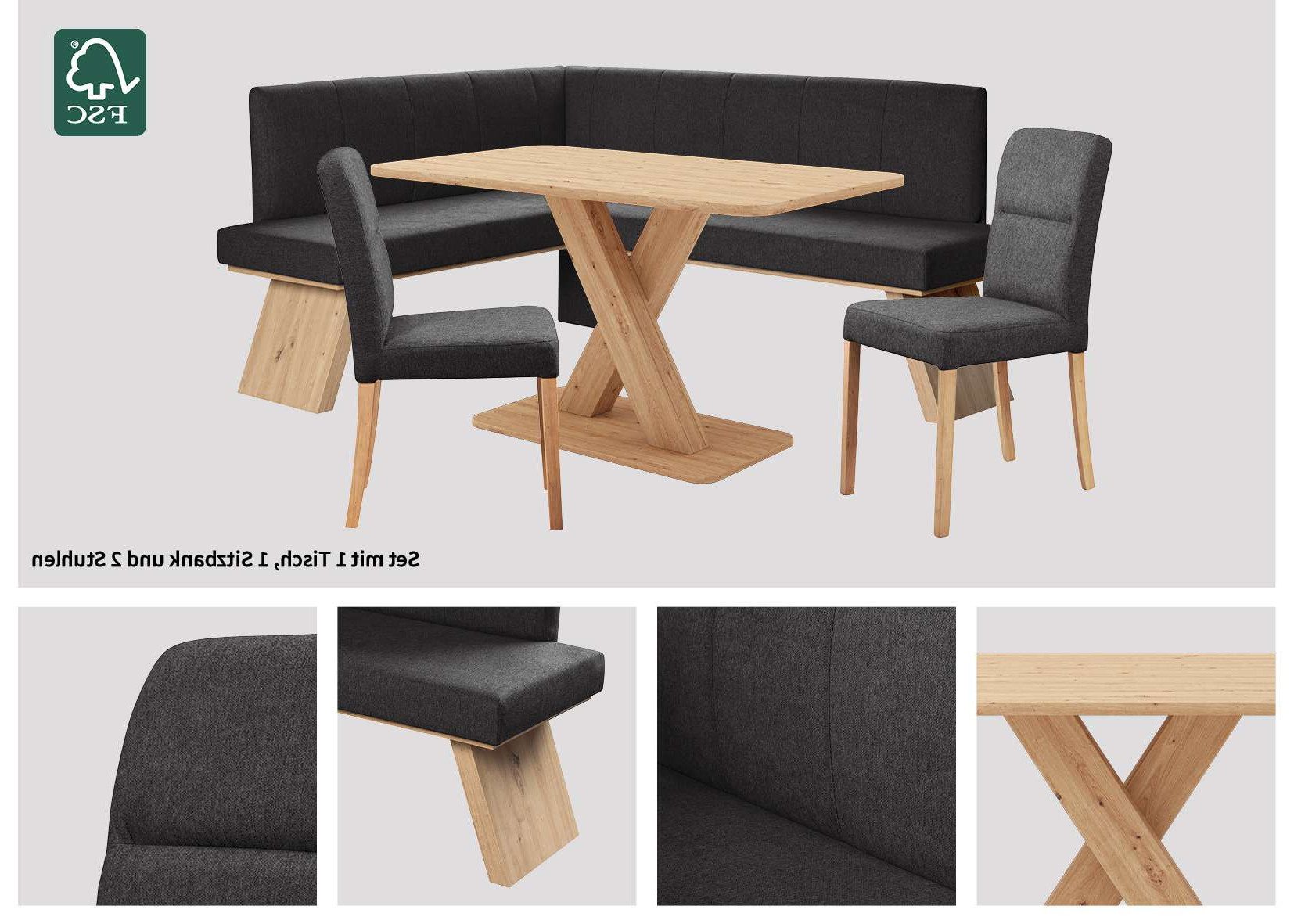 OTTO home Eckbankgruppe Nina, (Set, 4-tlg., 4er), Sitzgruppe Esszimmer Stühle Tisch und Bank bequem gepolstert