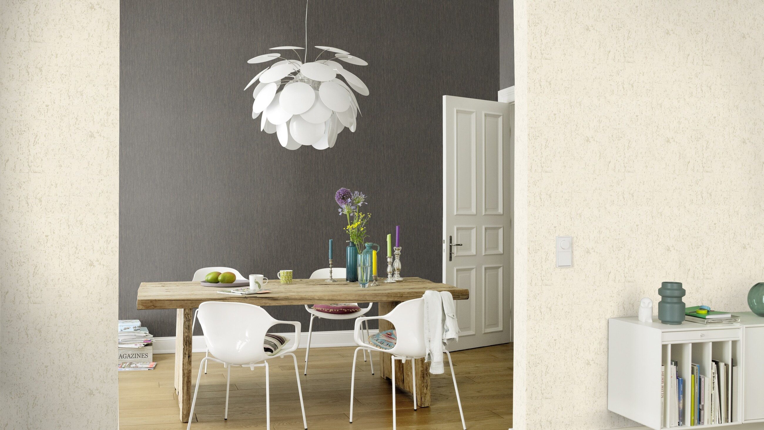 Rasch Vliestapete Linienstruktur - Vinyltapete Schwarz, Industrial-Optik, Grasgewebe, Textiloptik, Naturoptik, (1 Rolle, 1 St., 10,05 m x 0,53 m), gute Lichtbeständigkeit, feucht abwischbar, restlos abziehbar
