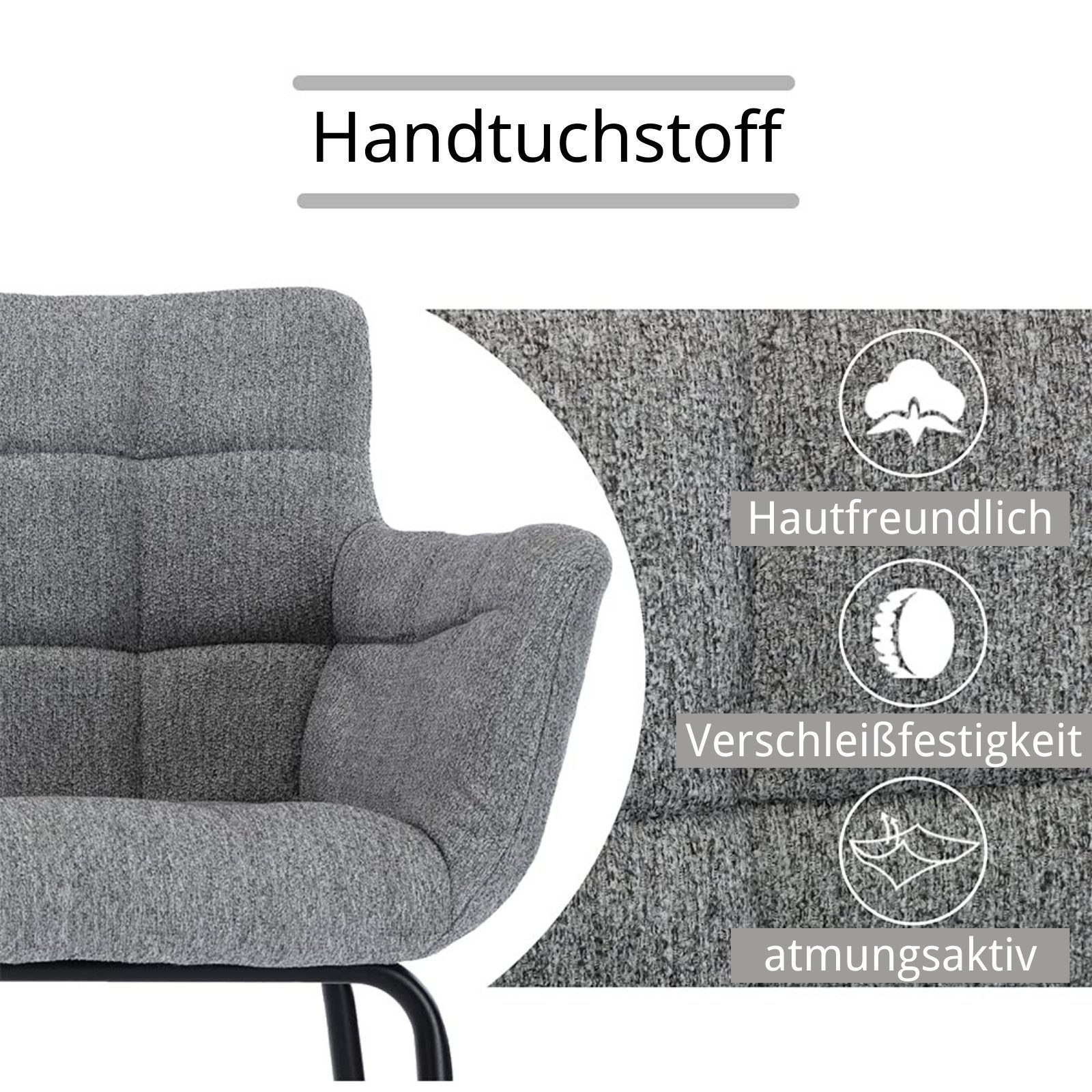 WAHSON OFFICE CHAIRS Barhocker 2 St Barstuhl aus Handtuchstoff, Tresenhocker mit Metallbeinen