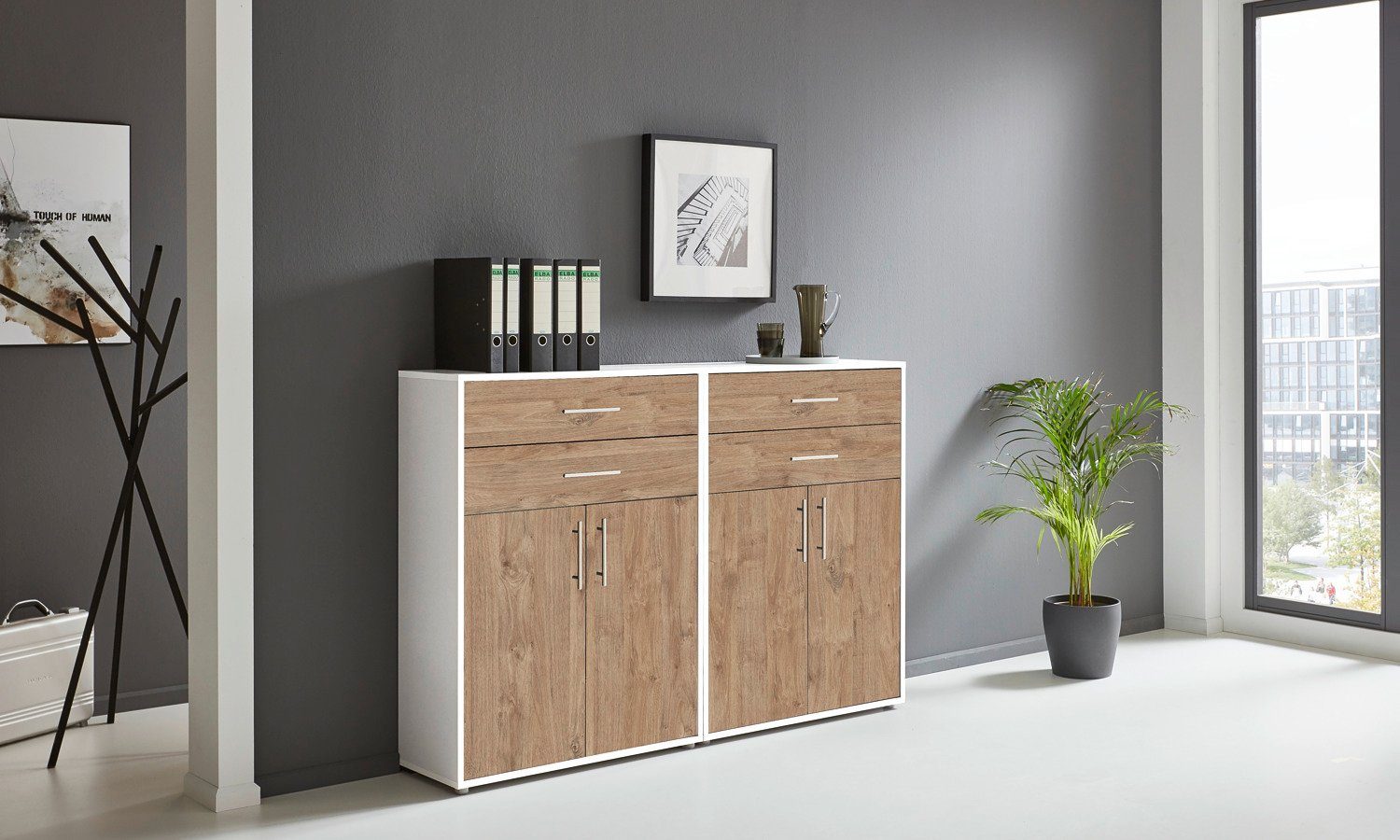 BMG Möbel Aktenschrank Office Edition (2er Set Schubkastenschrank) 168,8 x 113,6 x 33 cm, Made in Germany
