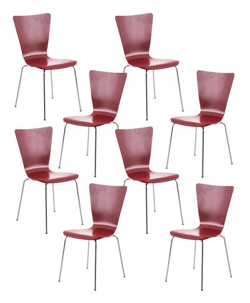 Besucherstuhl mit Set), rot Holzsitz Metallgestell CLP und (8er Aaron