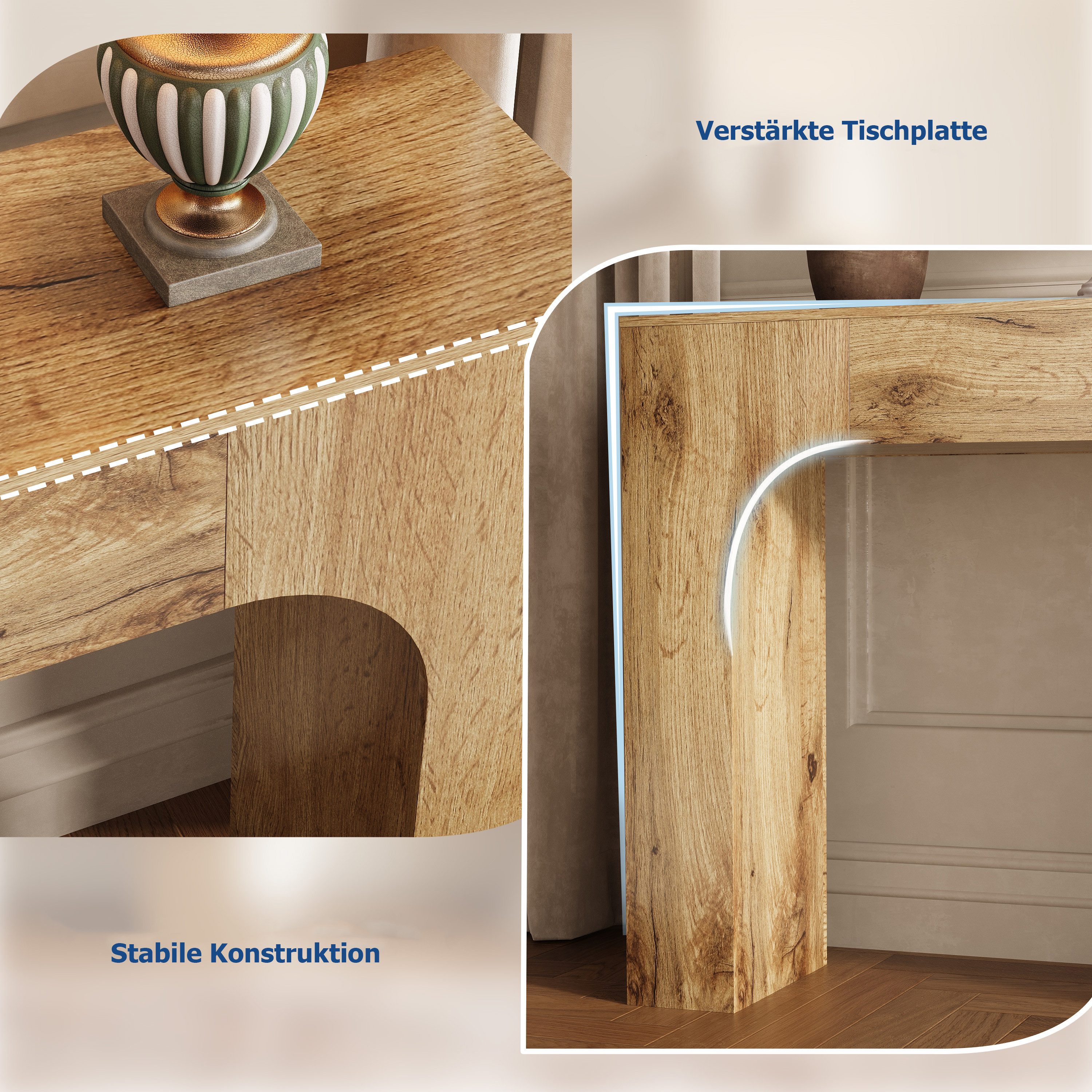 GarveeMore Konsolentisch 120/160cm Flurtisch Sofatisch, MDF-Material und Kippsicherung – Bild 4 von 5