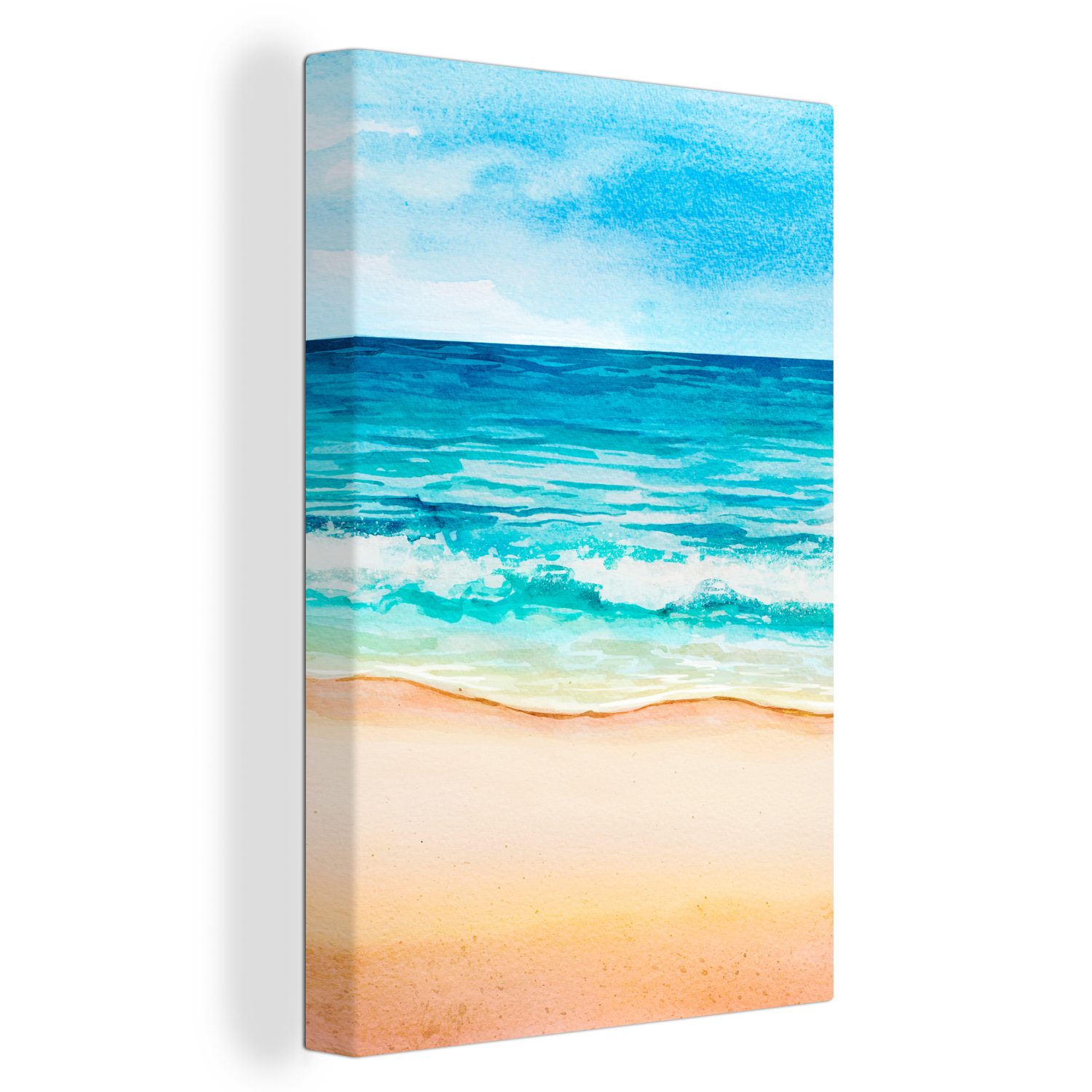 OneMillionCanvasses® Leinwandbild Strand - Golf - Meer, (1 St), Leinwandbild fertig bespannt inkl. Zackenaufhänger, Gemälde, 20x30 cm