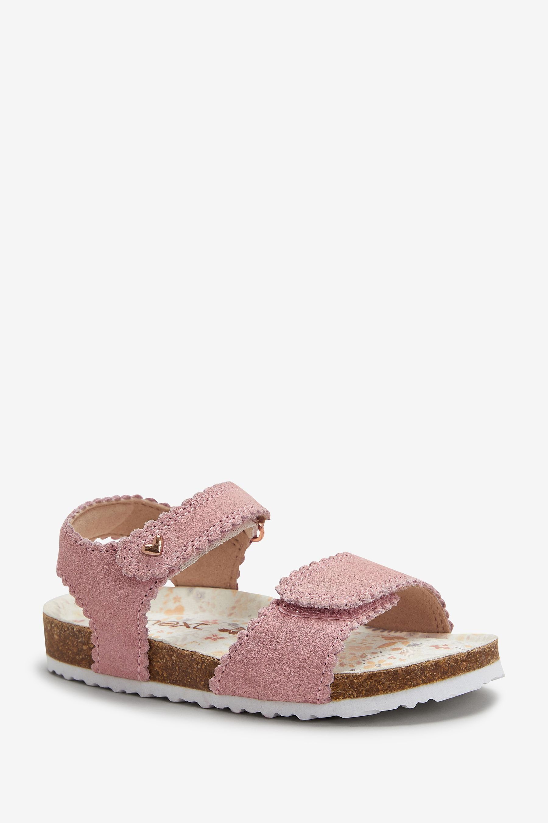 Sandale mit (1-tlg) Pink Next Sandalen Korksohle Scallop Leather