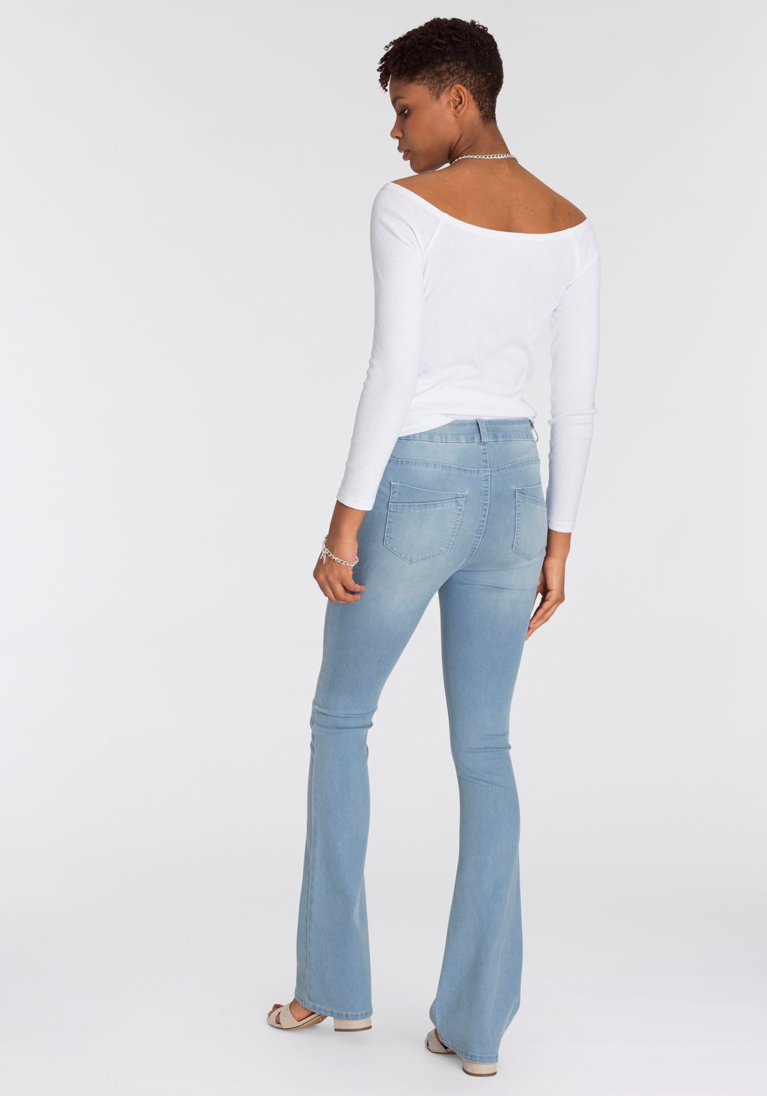 Arizona Bootcut-Jeans Ultra Stretch mit bleached Shapingnähten High Waist