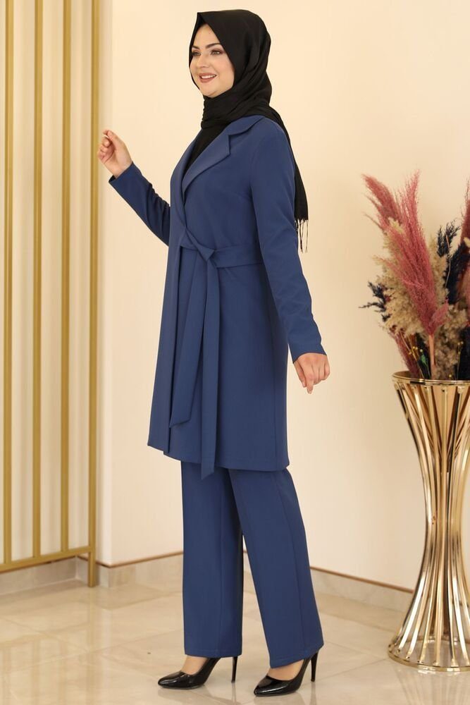 Modavitrini Hosenanzug Damen Zweiteiler – Langarm Long-Sakko mit Hose – Modest Fashion