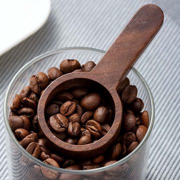 FIDDY Messlöffel Multifunktionaler Kaffeelöffel mit Holzgriff, Kaffeebohnen-Messlöffel, Kaffeepulver-Milchpulver-Gramm-Gewichts-Messlöffel