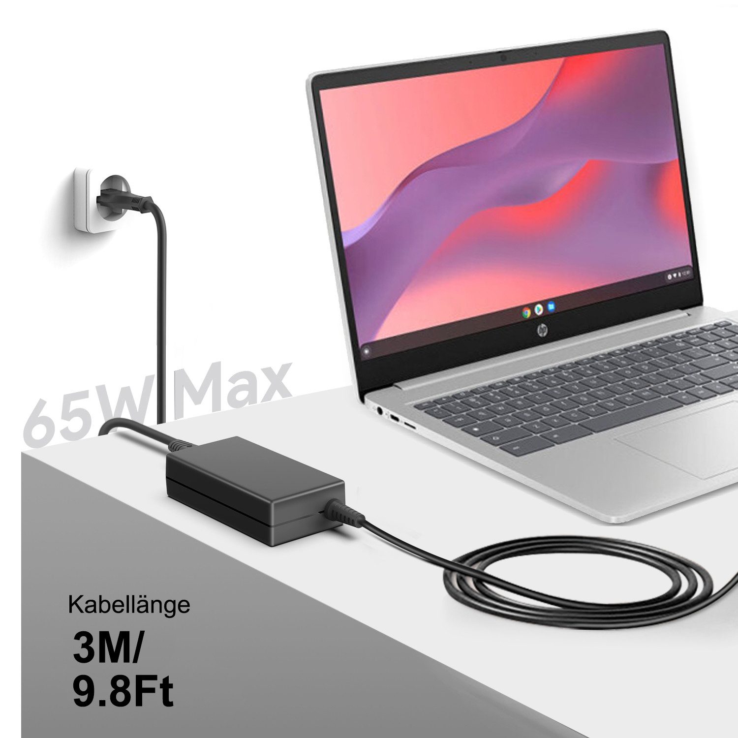 HKY 65W 45W USB C für HP Chromebook 14,Elitebook,Probook 650 G4,Pavilion Notebook-Netzteil (Envy X360 15-ds000,Spectre x2 x360, Chromebook 11 G4 EE /11 G6 EE)