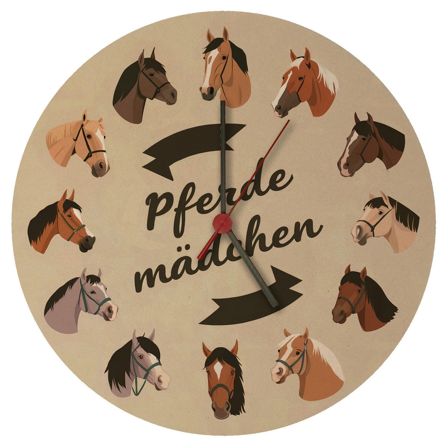 Wanduhr Pferdemädchen und Pferde Wanduhr aus MDF