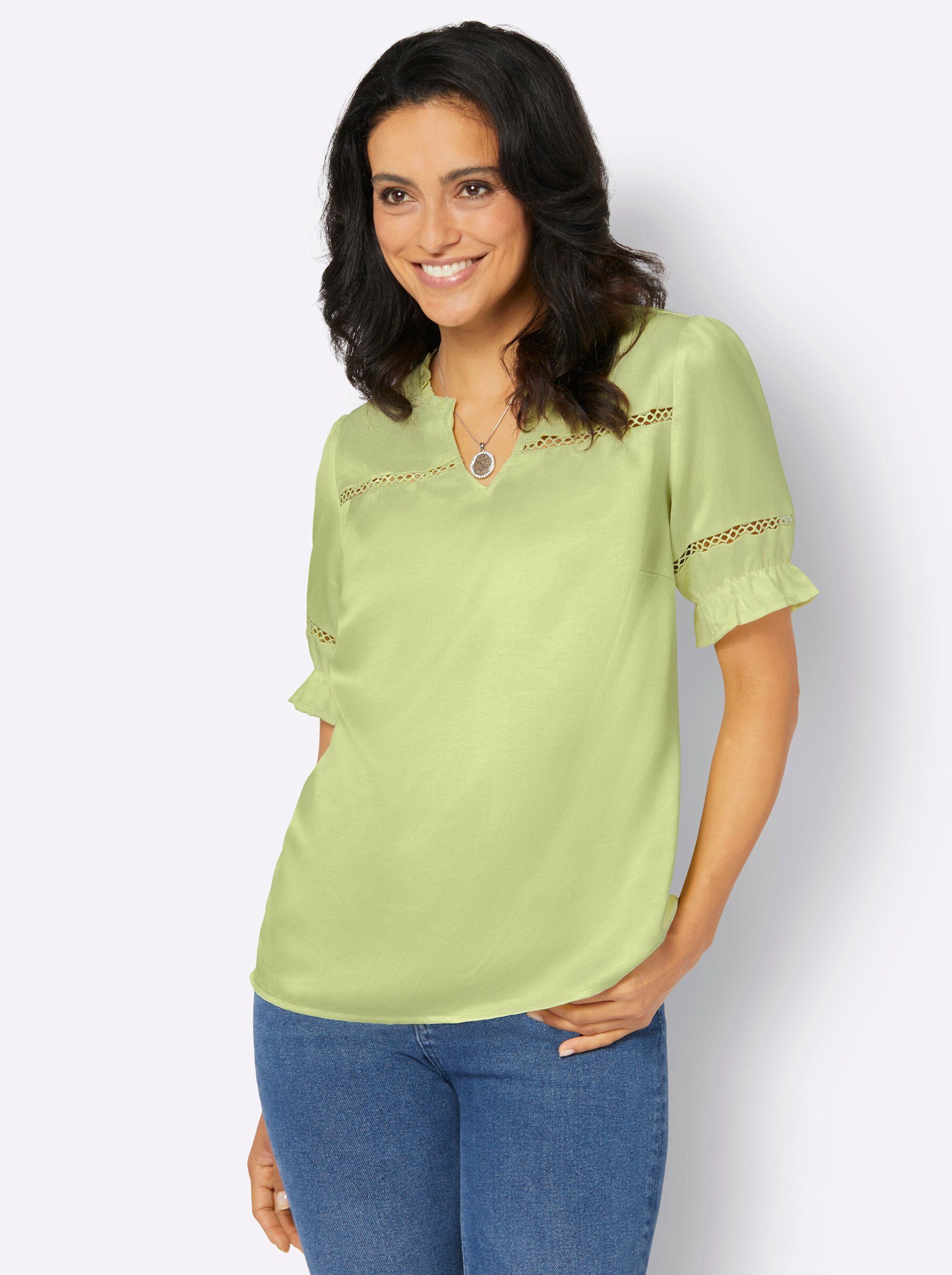 Witt Klassische Bluse Satin-Bluse Kurzarm günstig online kaufen