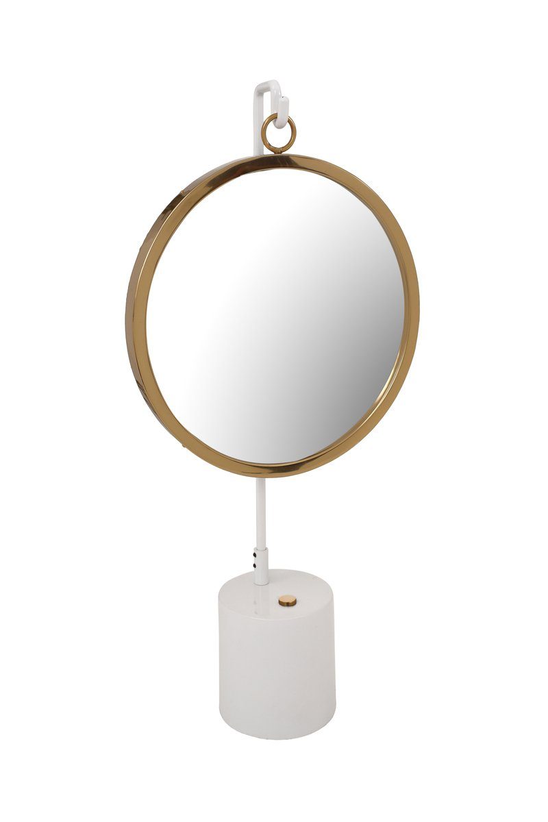 en.casa Kosmetikspiegel, Tischspiegel Weiß / Gold 13 x 30 x 65 cm Weiß/Gold | Schminkspiegel
