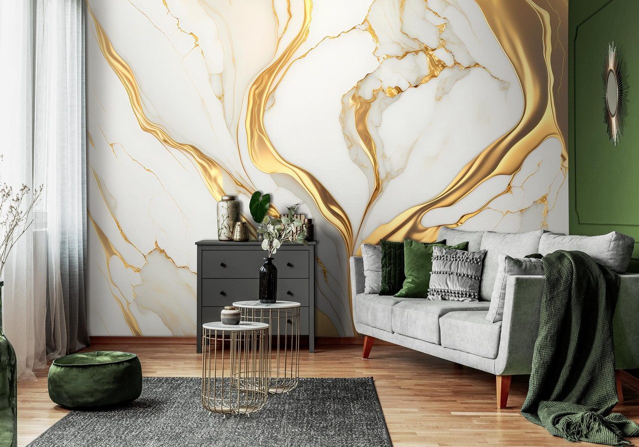 Wallarena Fototapete Marmor Glamour Gold Vlies günstig online kaufen
