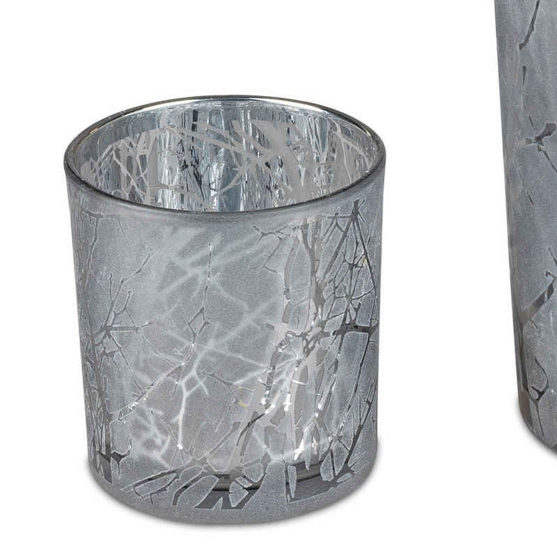 formano Teelichthalter Silver Twigs, Silber H:8cm D:7cm Glas