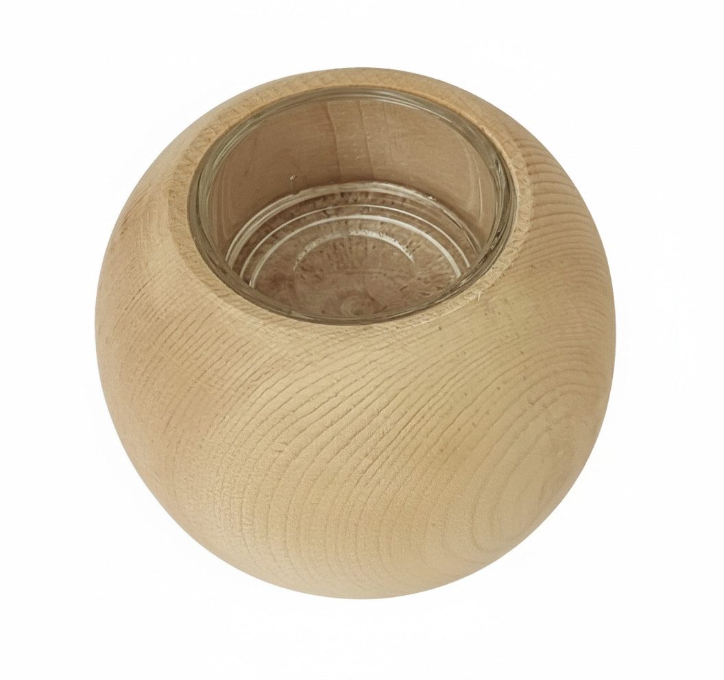 ERST-HOLZ Dekoteller Zirben Teelicht Kugel mit Glas Holzdeko günstig online kaufen