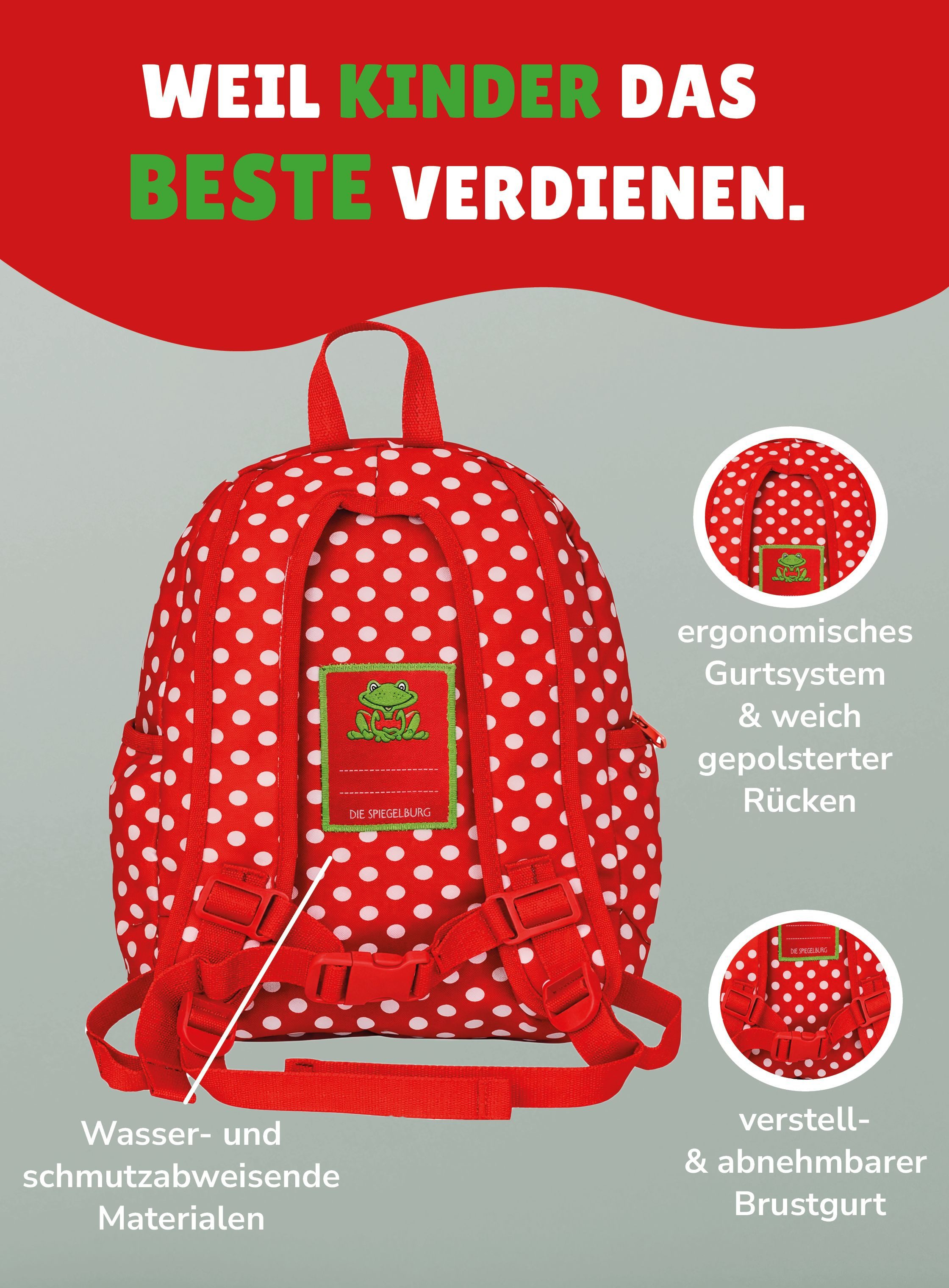 COPPENRATH DIE SPIEGELBURG Kinderrucksack Rucksack Kleine Freunde FROSCH "Wenn ich mal groß bin..." (Set, 4-tlg., inkl. Turnbeutel, Brotdose und Trinkflasche),  – Bild 4 von 5