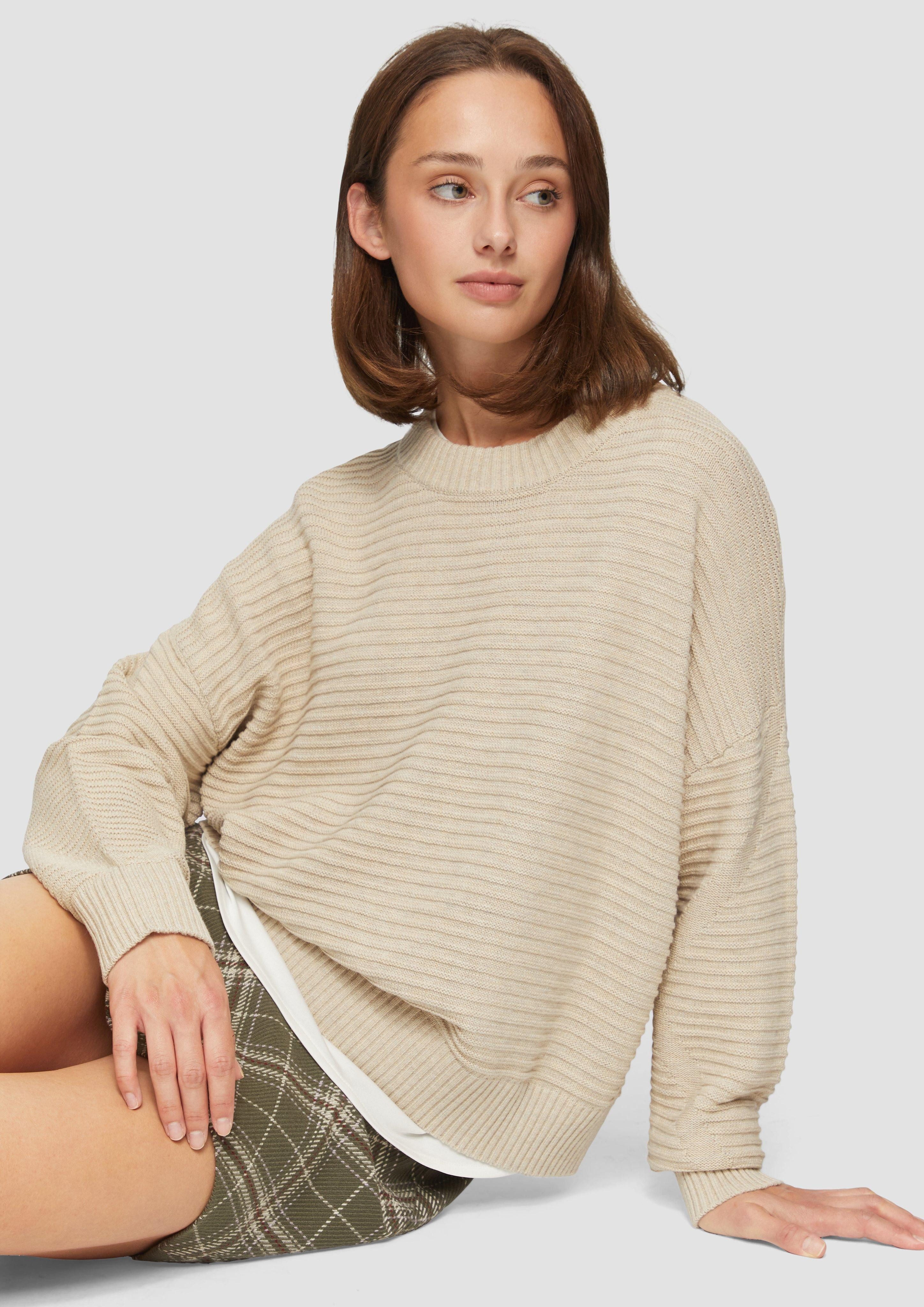 s.Oliver Strickpullover Oversized Strickpullover mit Ottoman-Struktur günstig online kaufen