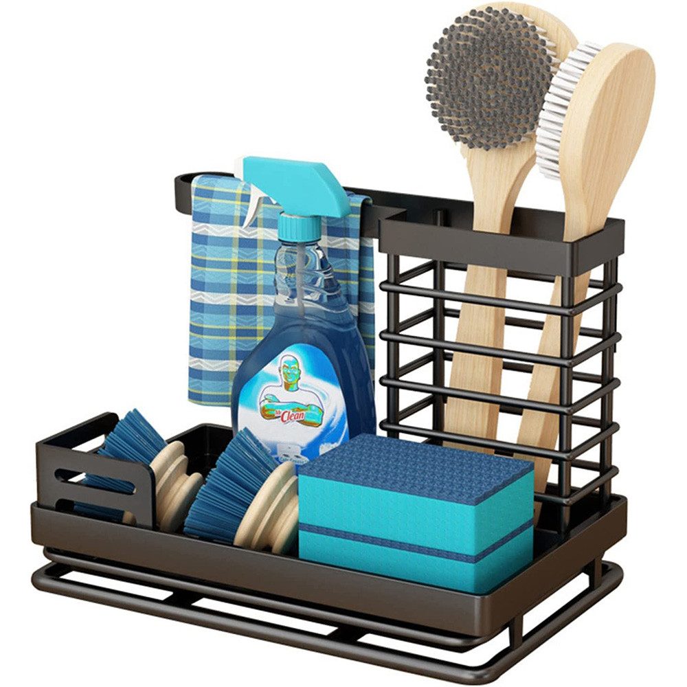 TUWENA Küchenorganizer-Set Spülbecken Organizer, Schwammhalter mit Abflusspfanne