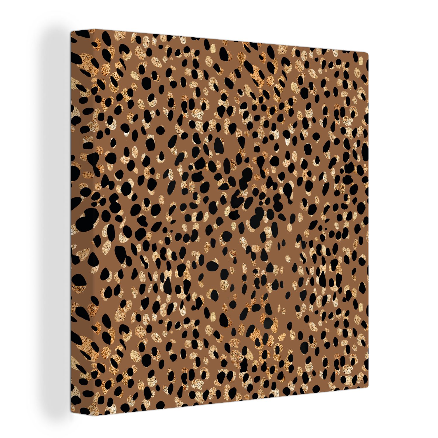 Wohnzimmer - OneMillionCanvasses® für Leinwandbild Leopard (1 Gold, Schlafzimmer Leinwand Tiermuster Bilder - St),