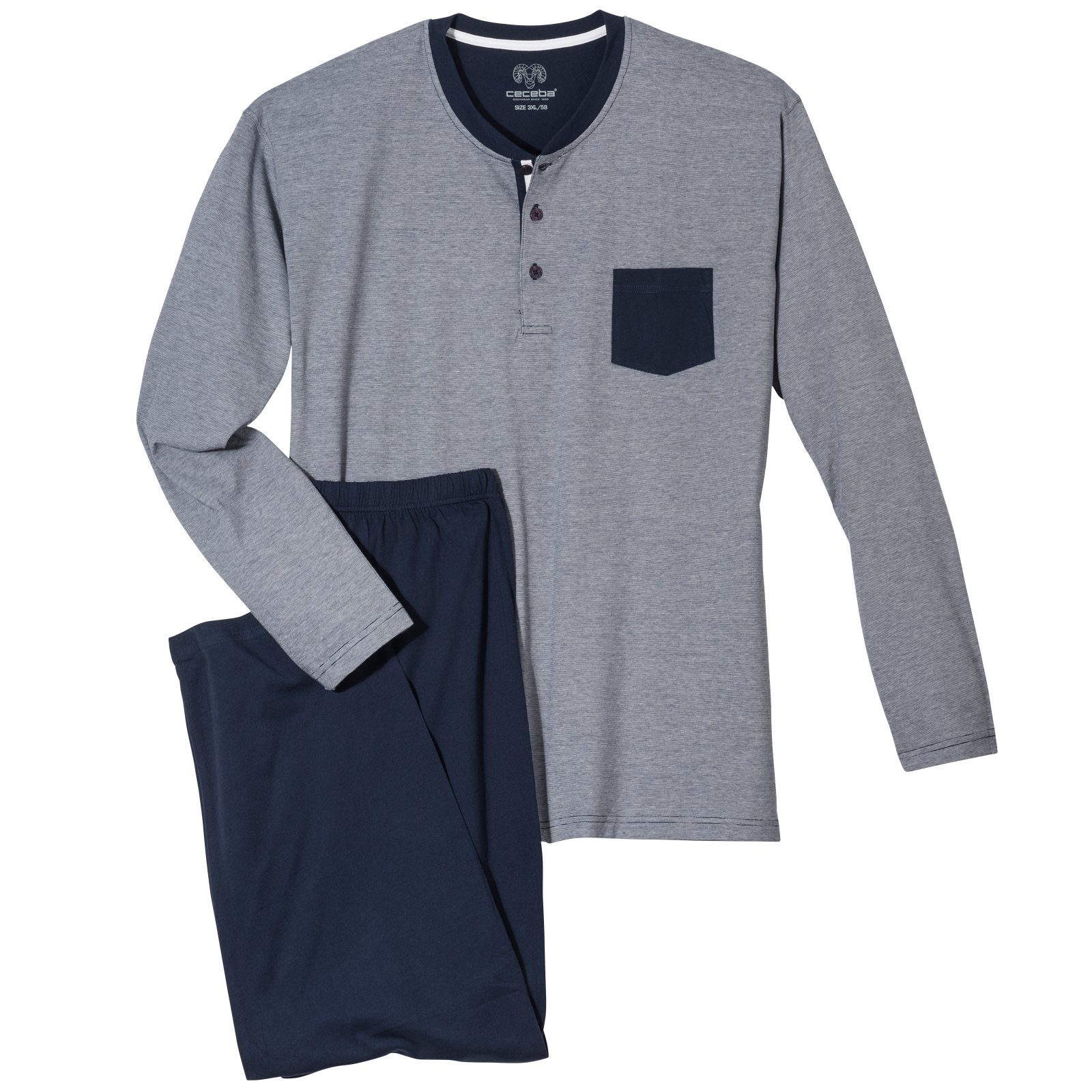 CECEBA Pyjama XXL Ceceba Melangeoptik Pyjama navy (2 tlg)