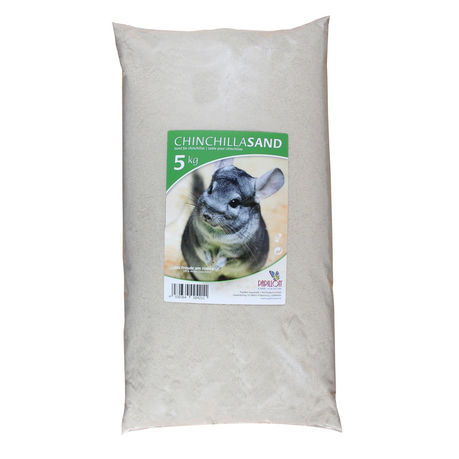 Papillon Kleintierstreu Chinchilla Badesand - Quarz 0,0 - 0,3 mm - 5 kg