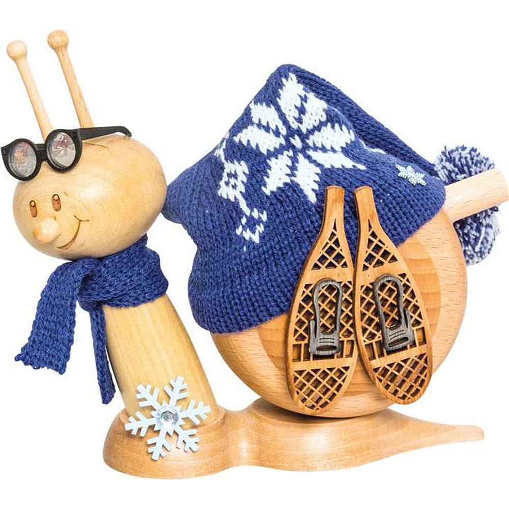 Kuhnert Räuchermännchen Räucherschnecke Sunny mit Schneeschuh (15cm) von Drechslerei Kuhnert