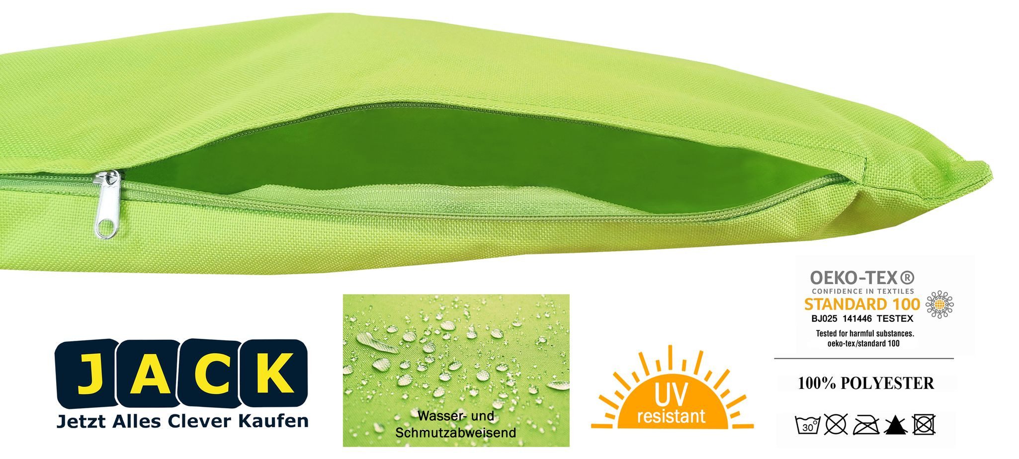 JACK Kissenbezüge JACK 2er Set Outdoor Kissenhülle Kissenbezug 40x60cm Wasserfest, (2 Stück), robust und strapazierfähig, Wasserabweisend, für Innen & Außen