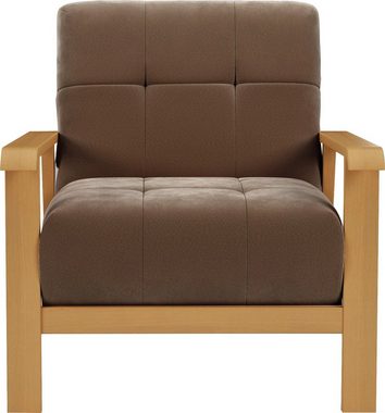 sit&more Sessel Billund, Armlehnen aus eichefarbigem Buchenholz, verschiedene Bezüge und Farben