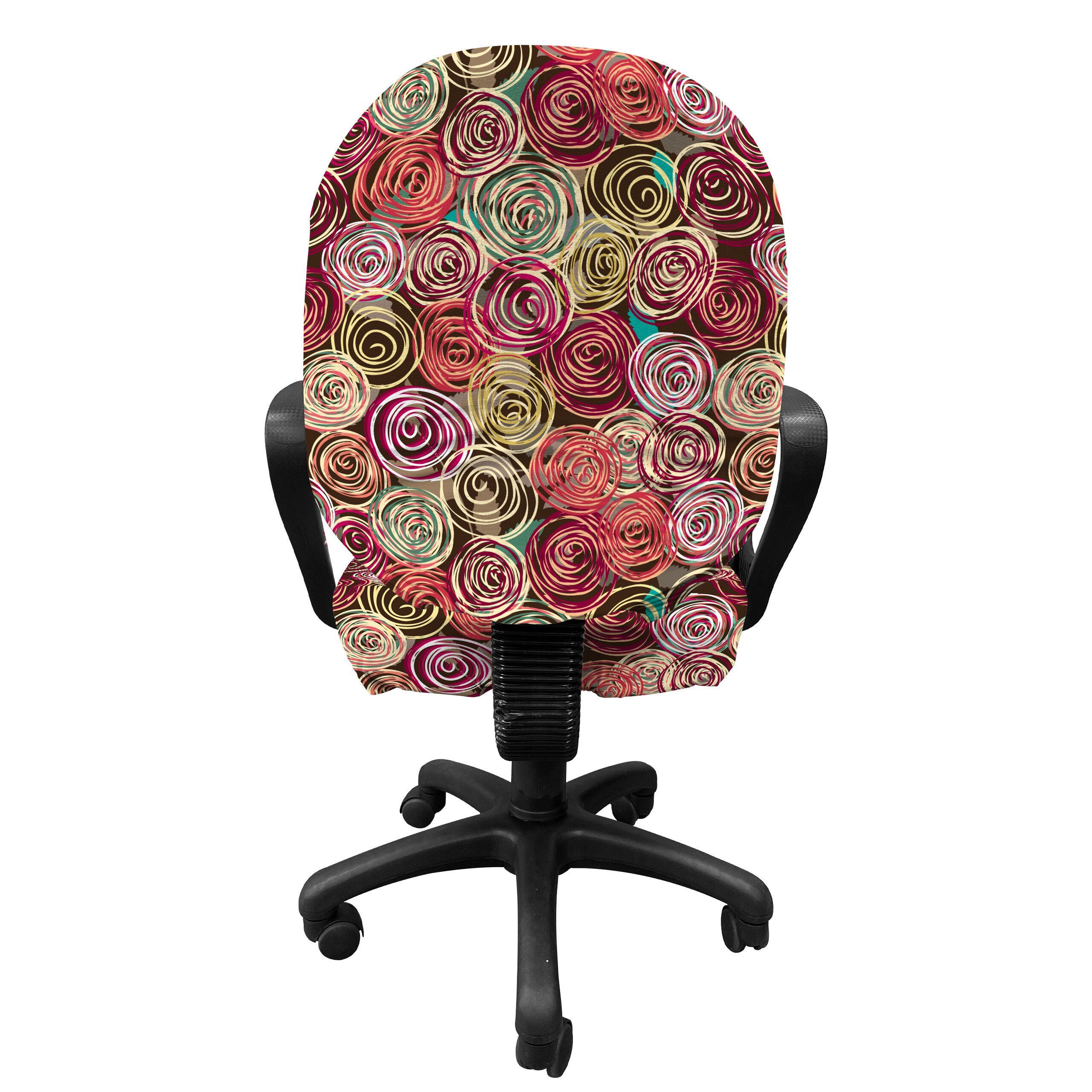 aus Bürostuhlhusse dekorative Abstrakt Stretchgewebe, Schutzhülle Rosen-Blumen-Surreal Abakuhaus,