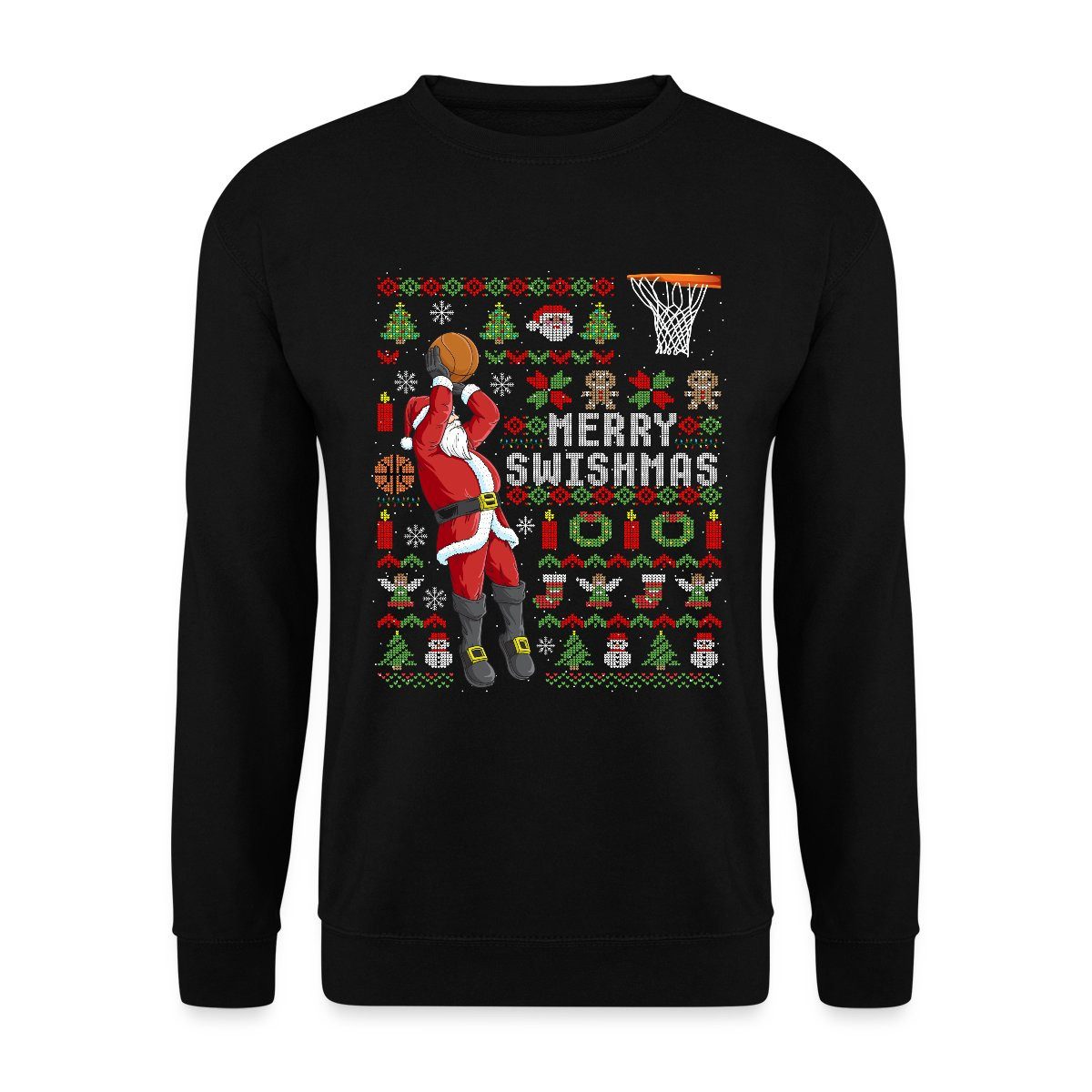 Sweatshirt Merry Swishmas Ugly Christmas Basketball Unisex Pullover