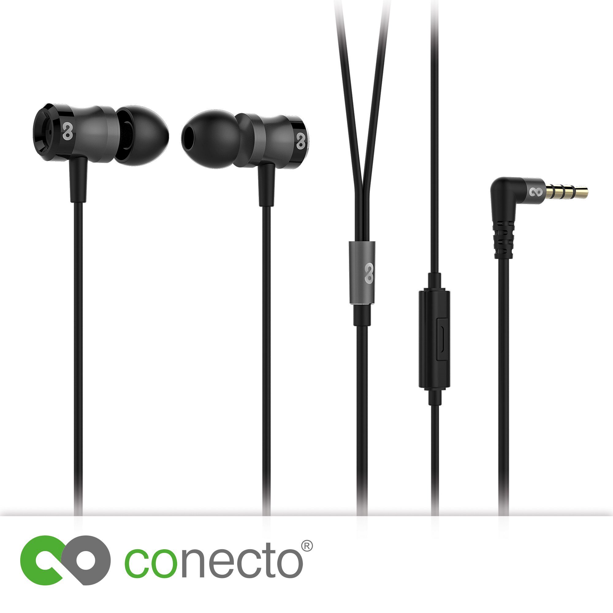 conecto conecto In-Ear Kopfhörer / Earphones mit 3 Ohrpassstücken (optional: In-Ear-Kopfhörer (In-Ear Ohrhörer, Headset)