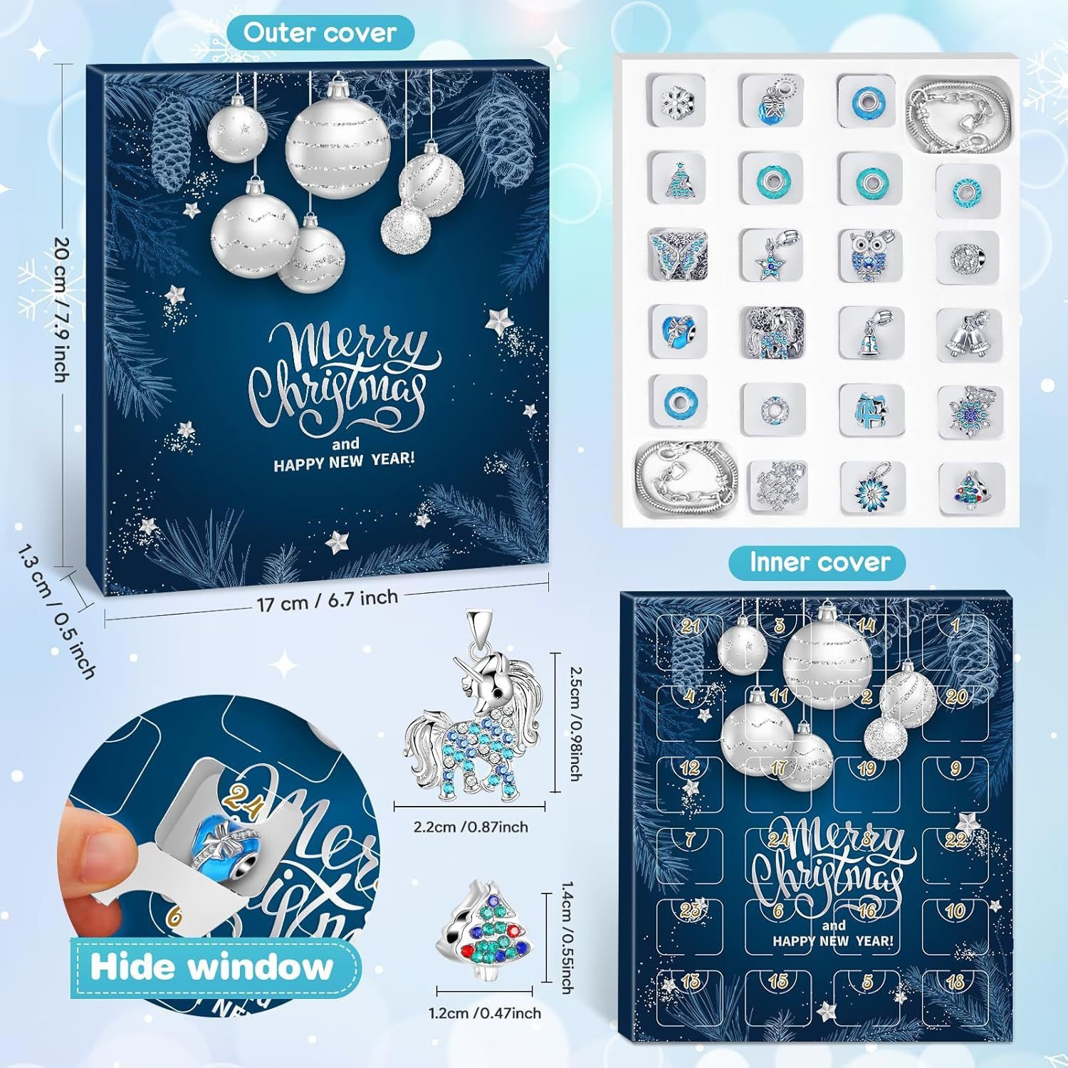 Coonoor Schmuck-Adventskalender 2025 Weihnachtskalender Schmuck Set Armbänder Halsketten (24 Füllung Adventskalender Schmuck Weihnachten Geschenke), Weihnachtskalender Geschenk für Kinder Teenager Frauen Mädchen
