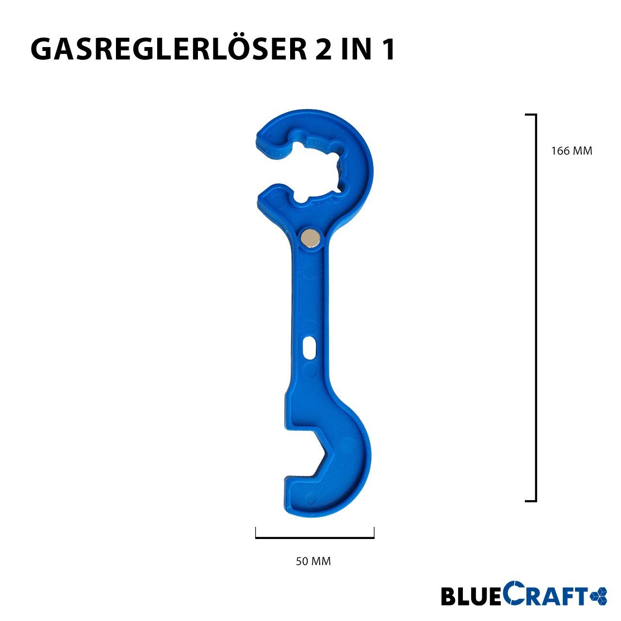 BlueCraft Gas, 2,5kg Gasflasche inkl. Schlauch 100 cm + Gasreglerlöser 17er  Schlüssel