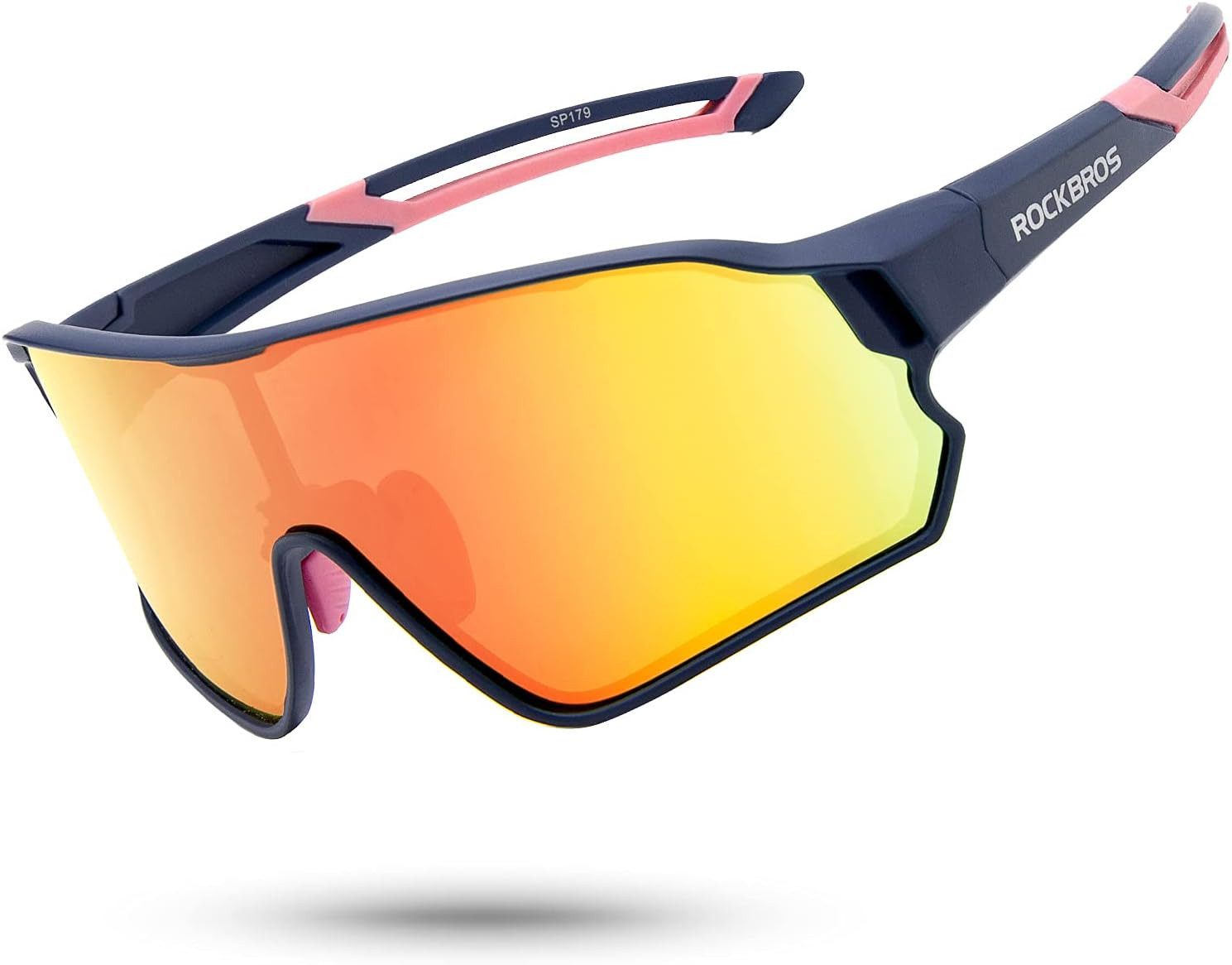 ROCKBROS Fahrradbrille Polarisierte Sportbrille mit UV-Schutz winddicht in Dunkelblau