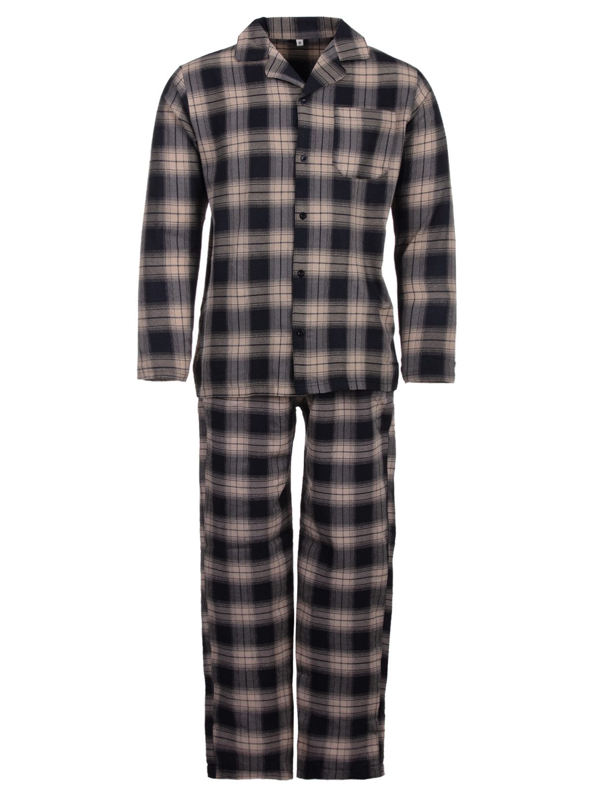 Henry Terre Schlafanzug Pyjama Set Langarm - kariert günstig online kaufen