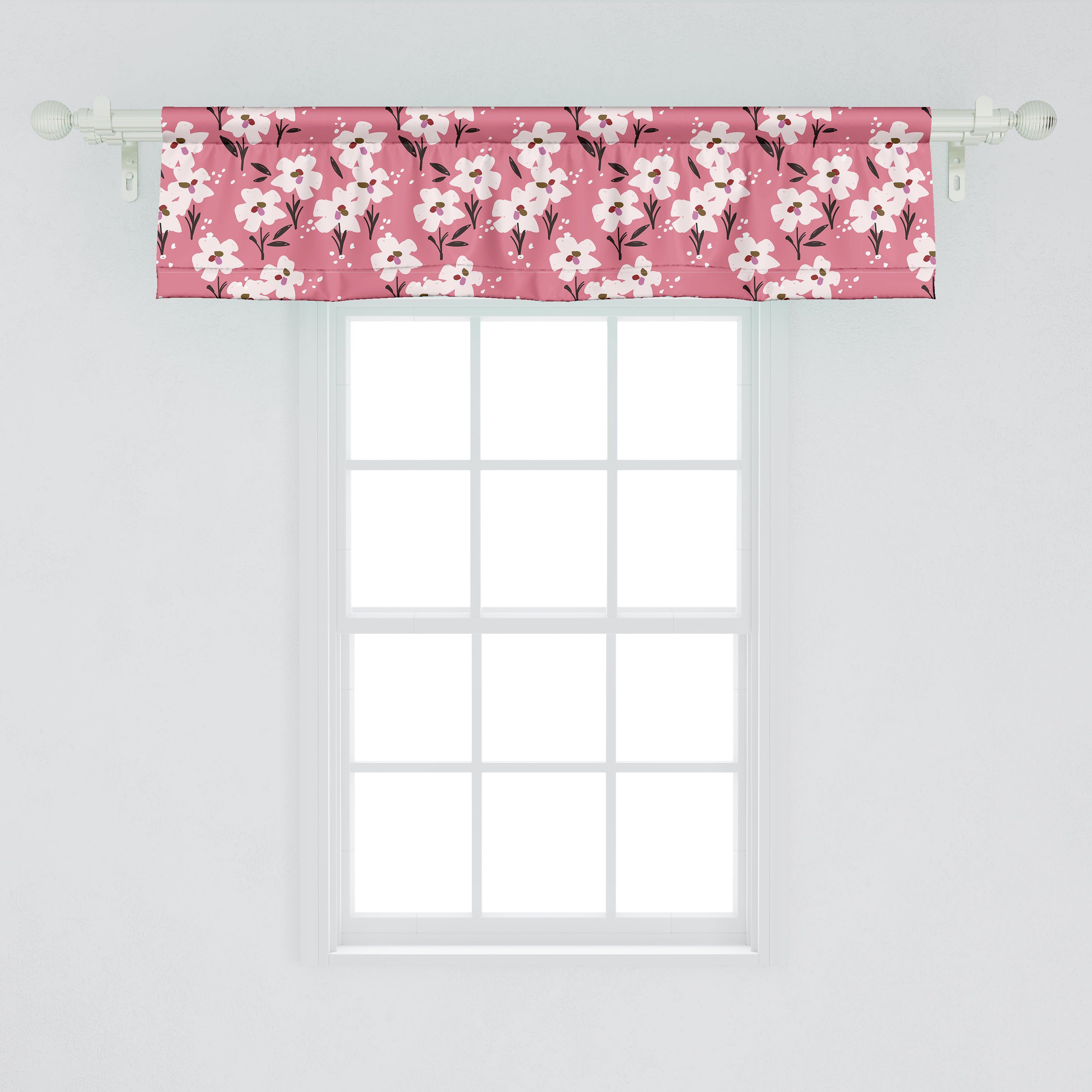 Microfaser, Volant Abakuhaus, Stangentasche, Küche mit Hand für Dekor Scheibengardine Blumen Schlafzimmer gezeichnete Blumen Vorhang