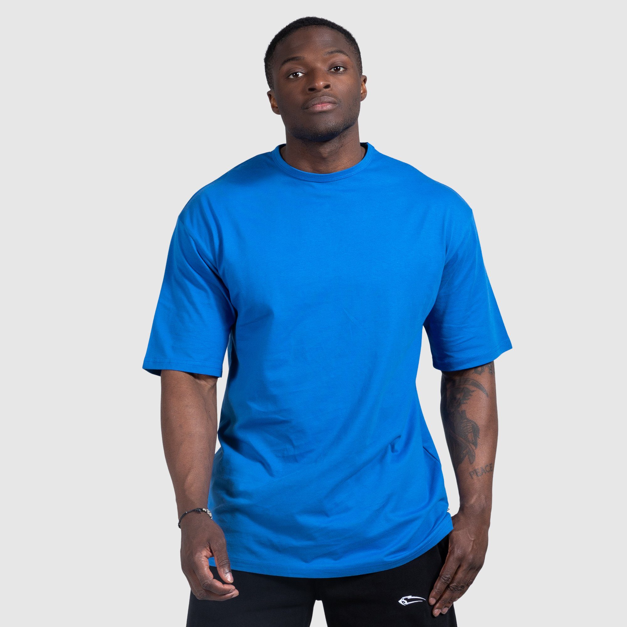 Smilodox T-Shirt Ryan Oversize, 100% Baumwolle Blau