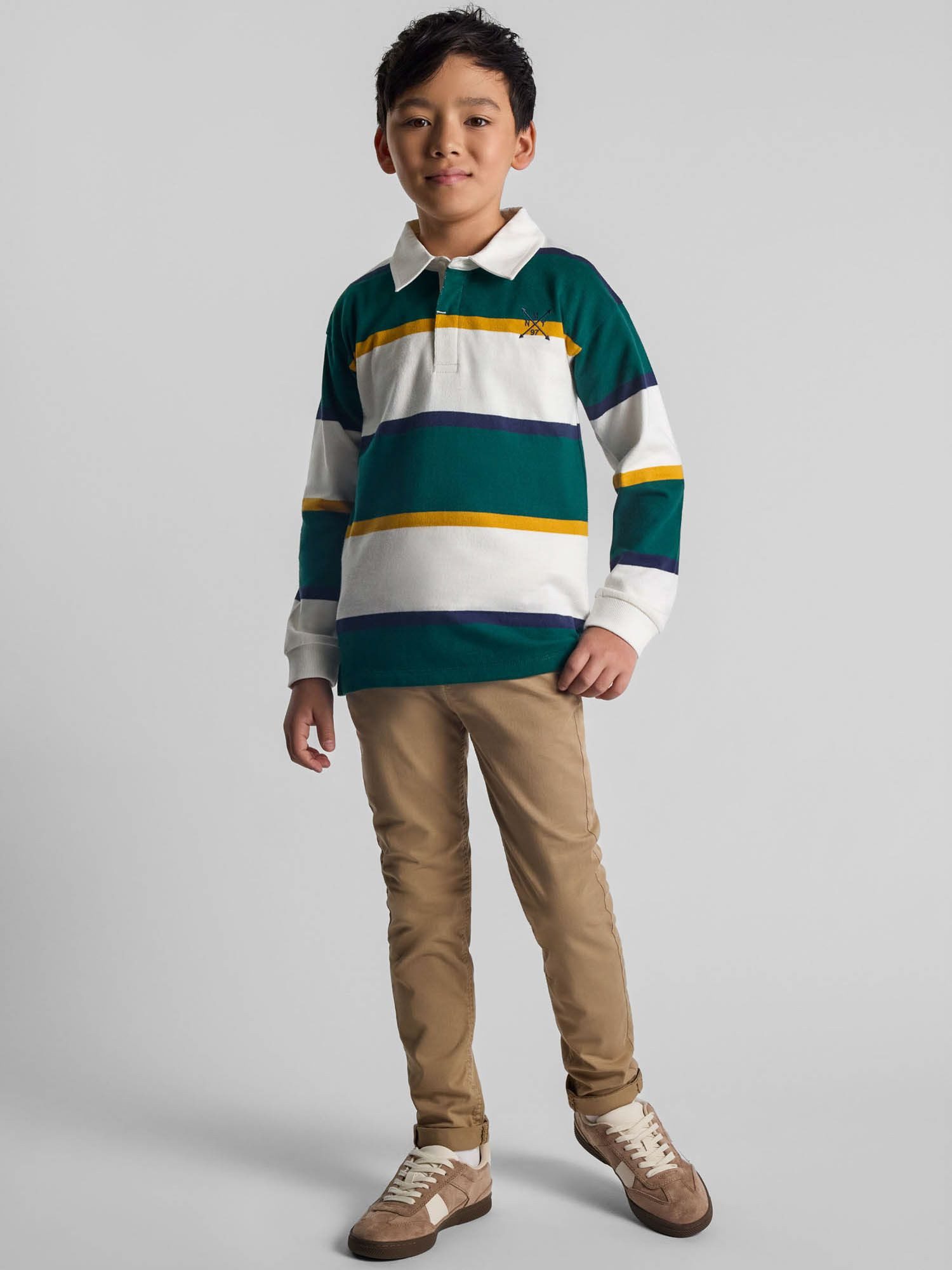MINOTI Poloshirt Gestreiftes Poloshirt mit Stickerei und Kragen (2y-14y) mit Stickerei