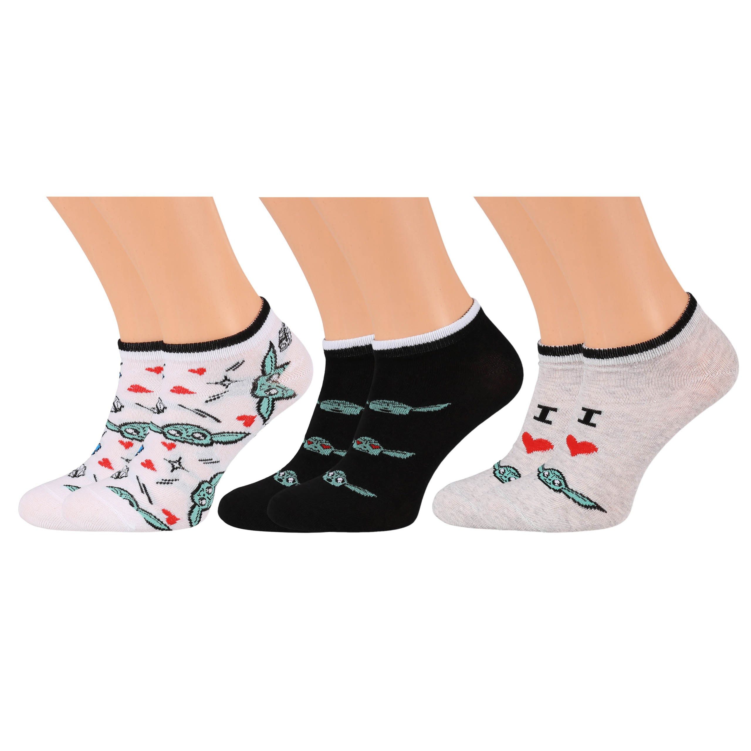 Star Wars Haussocken STAR WARS Baby Yoda Bunte Damensocken, Damenfüße - 3 Paar