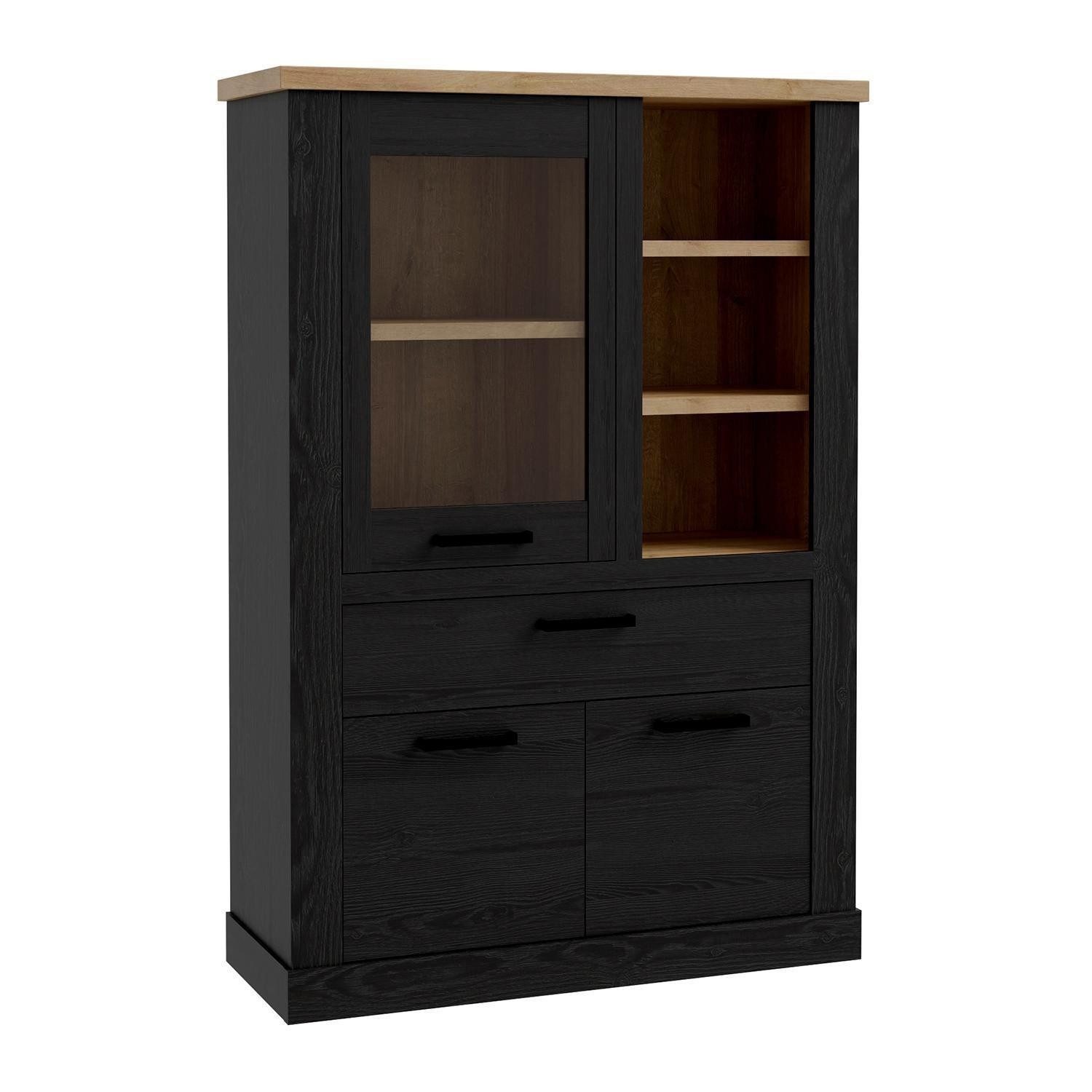 FORTE Highboard DURO, Cabezone Eiche Dekor, Riviera Eiche Dekor, 3 Türen, 1 Schublade, B 110 x H 160 x T 42 cm