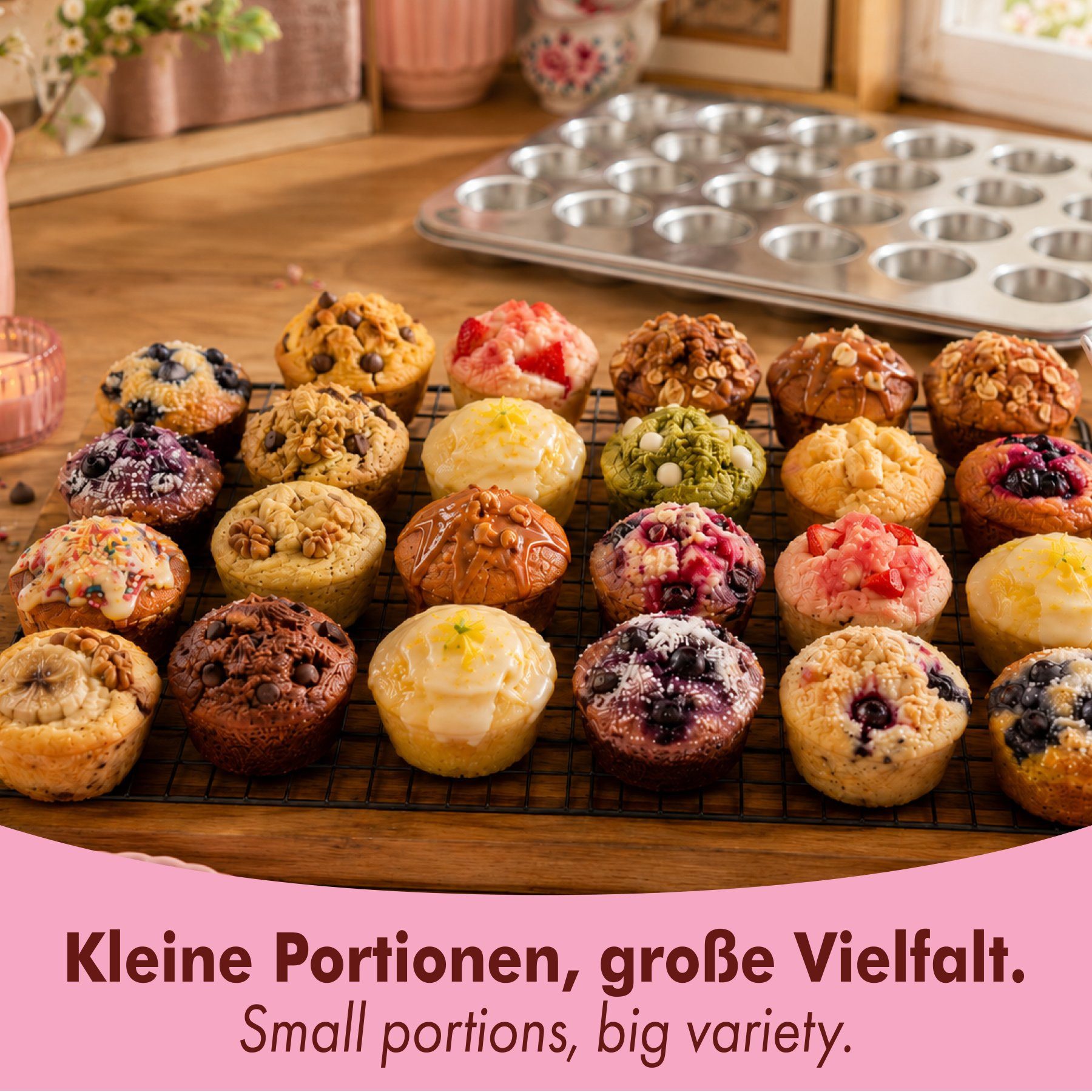 immer Muffinform Backform Set Muffinform Edelstahl: Muffinblech 24er Mini-Muffins, (Muffinblech-Set 2-tlg)