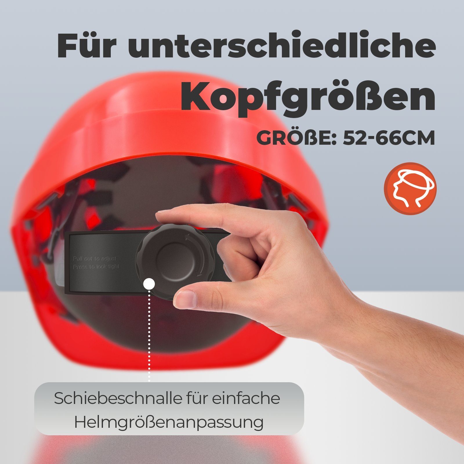 Mustbau Schutzhelm EN397 Sicherheitshelm, Arbeitshelm mit ABS-Material (5-tlg), Bauhelm, 52-66cm Einstellbar