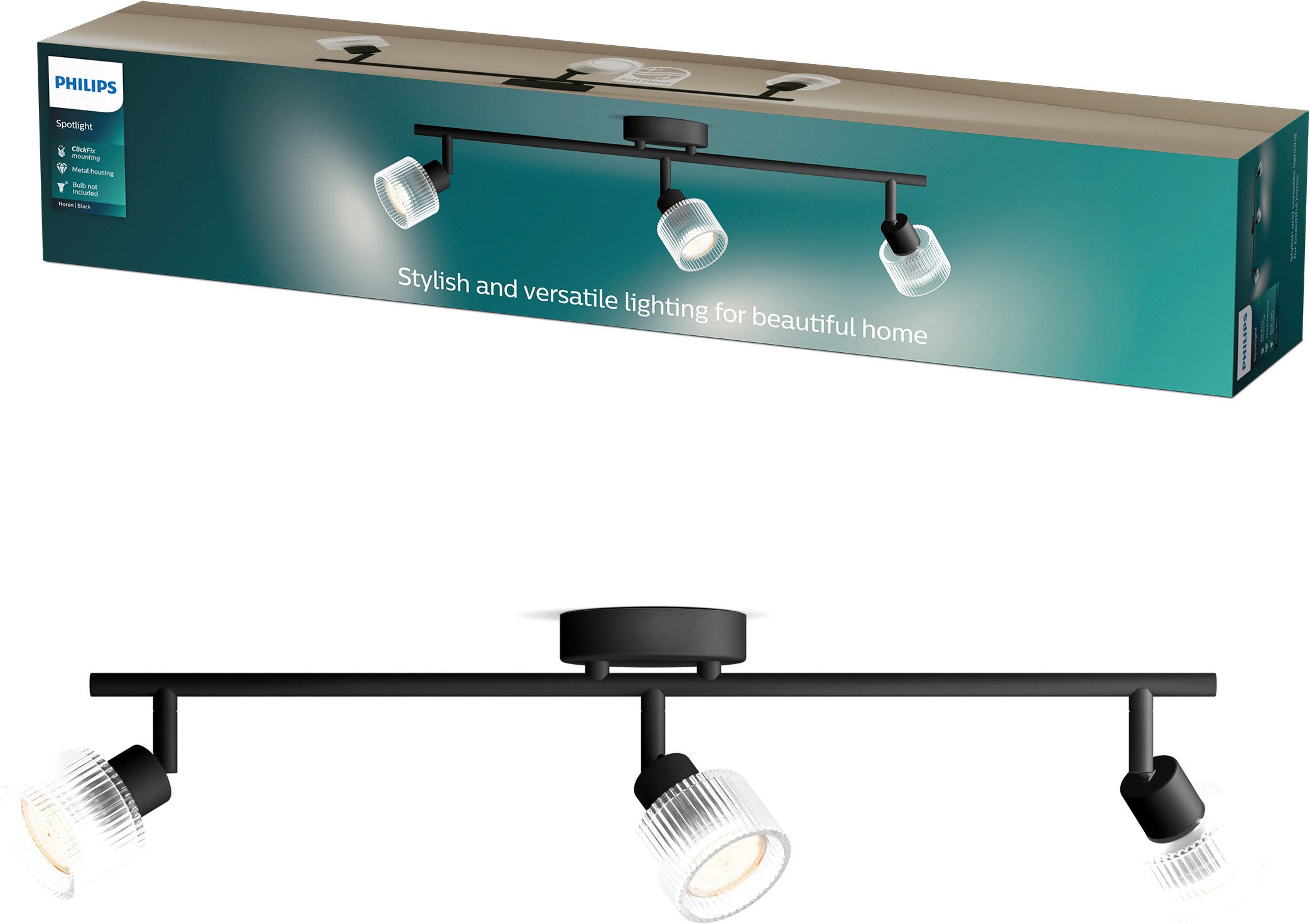 Philips Deckenspot Horen LED Spot, exklusive GU10, Schwarz, ohne Leuchtmittel, Wand- & Deckenmontage, schwenkbar, Premium-Materialien