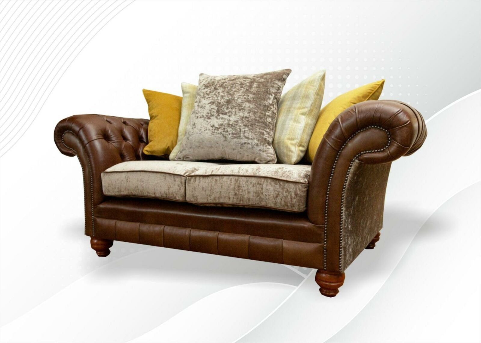 Luxus Couchen JVmoebel Chesterfield-Sofa, Leder 2 Modern Chesterfield Sofa Design Sitzer Braun Wohnzimmer