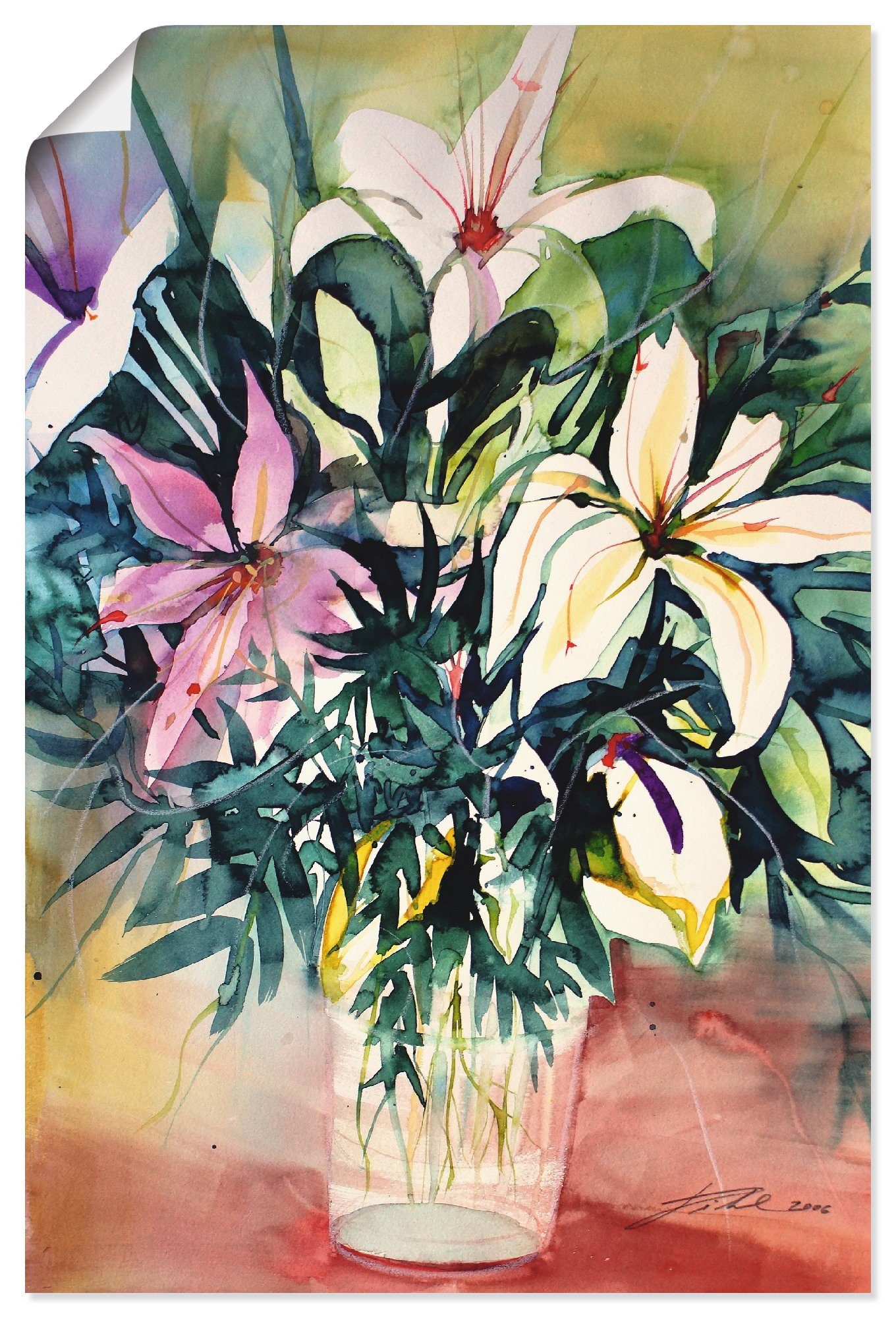 Artland Blumen (1 St), Vase, gedruckt Wandbild Lilien in
