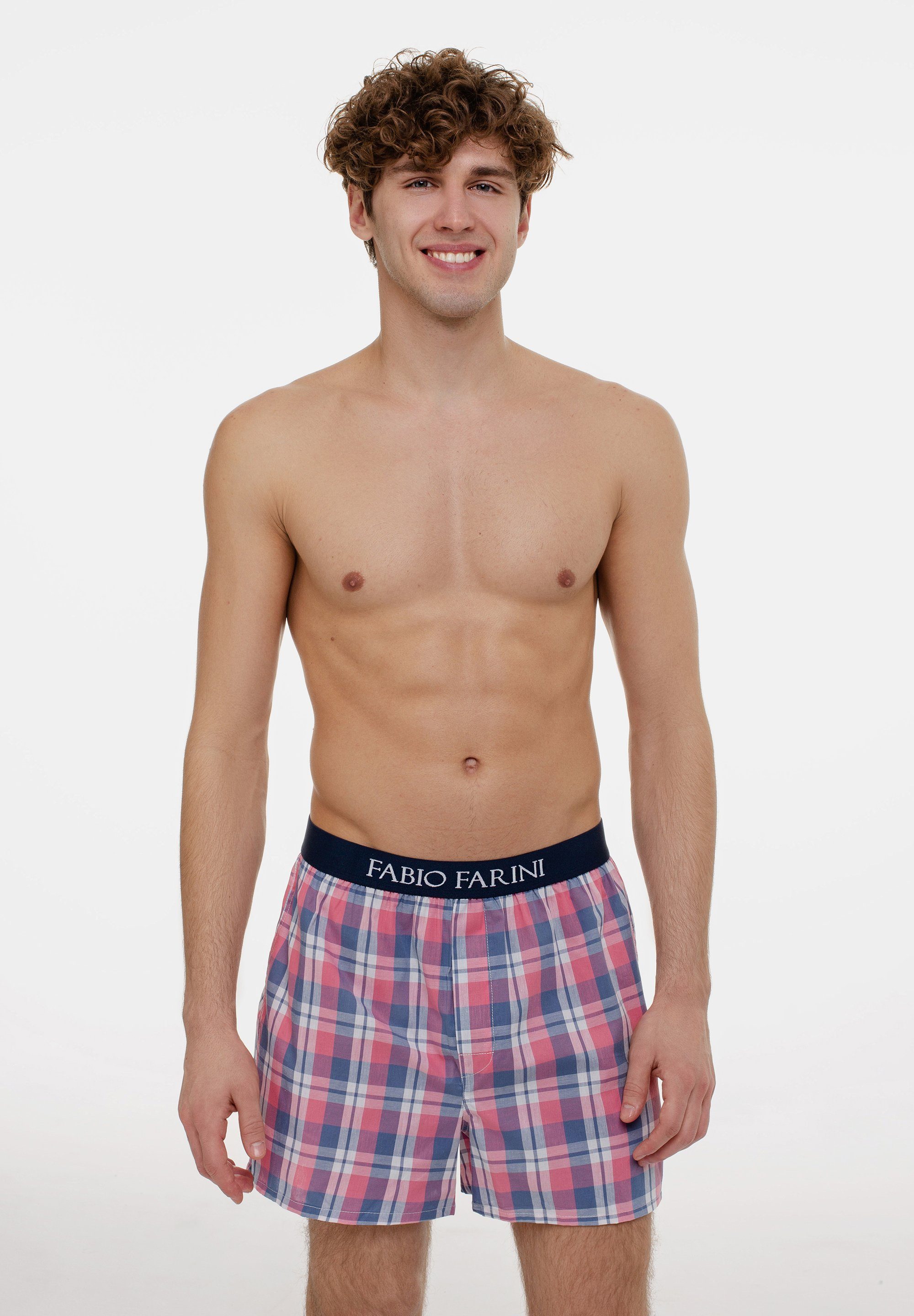 Unterhosen Knopfleiste (4-St) Boxershorts Herren weite bequeme, Set - mit Fabio Passform 10 Farini verdeckter Webboxer Männer